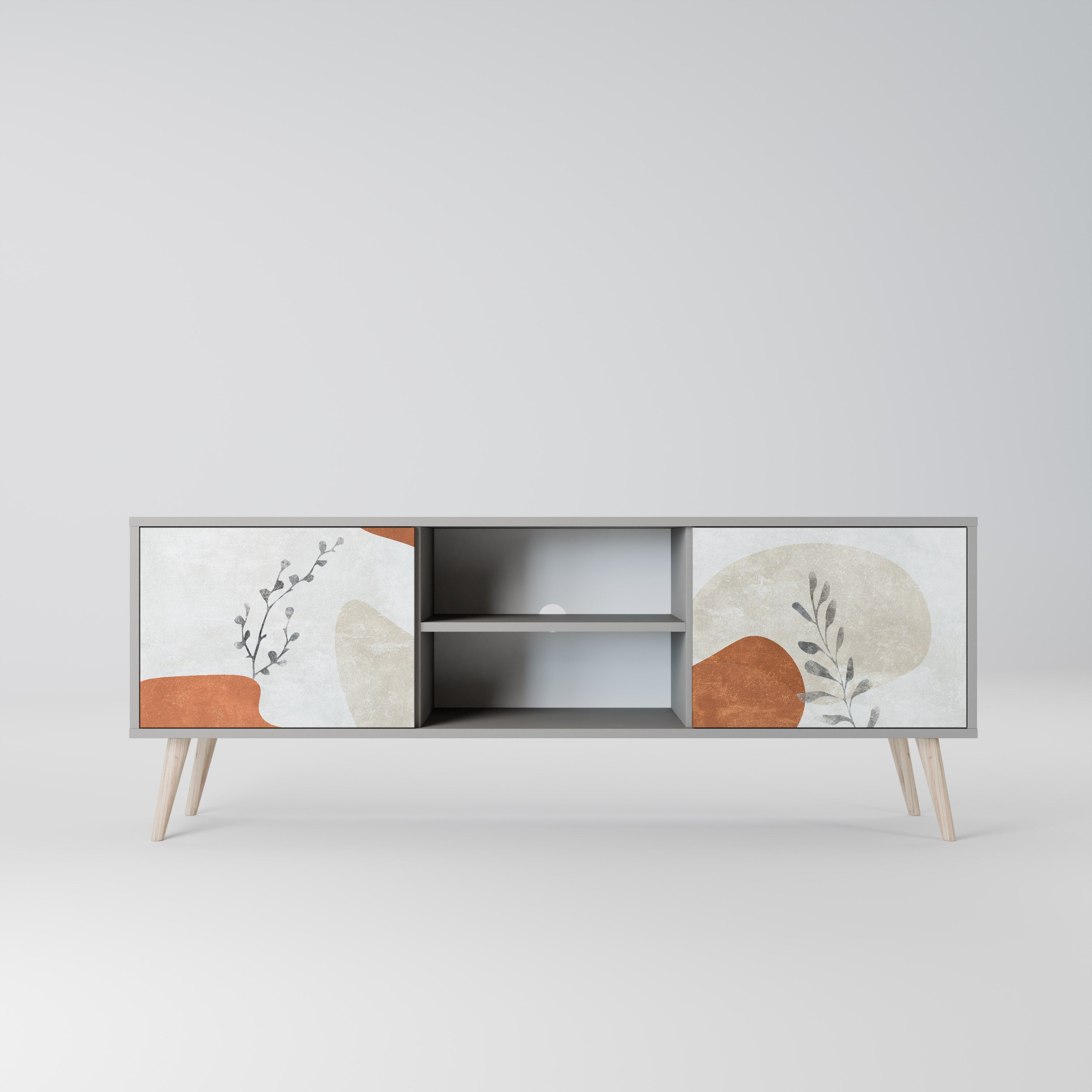 TRANQUIL TWIG 2-dörrars TV-bänk i grå finish