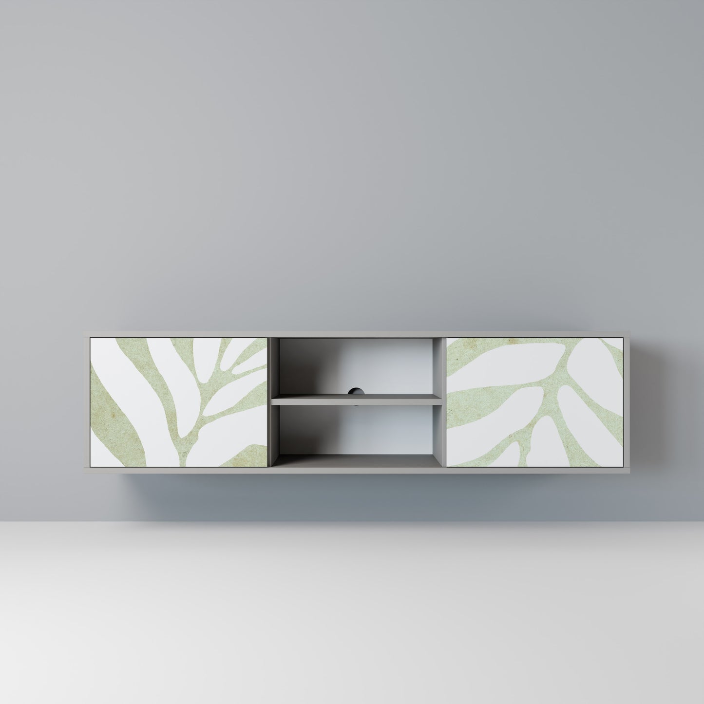 BOTANICAL SPARK 2-Door TV Stand in Grey Finish