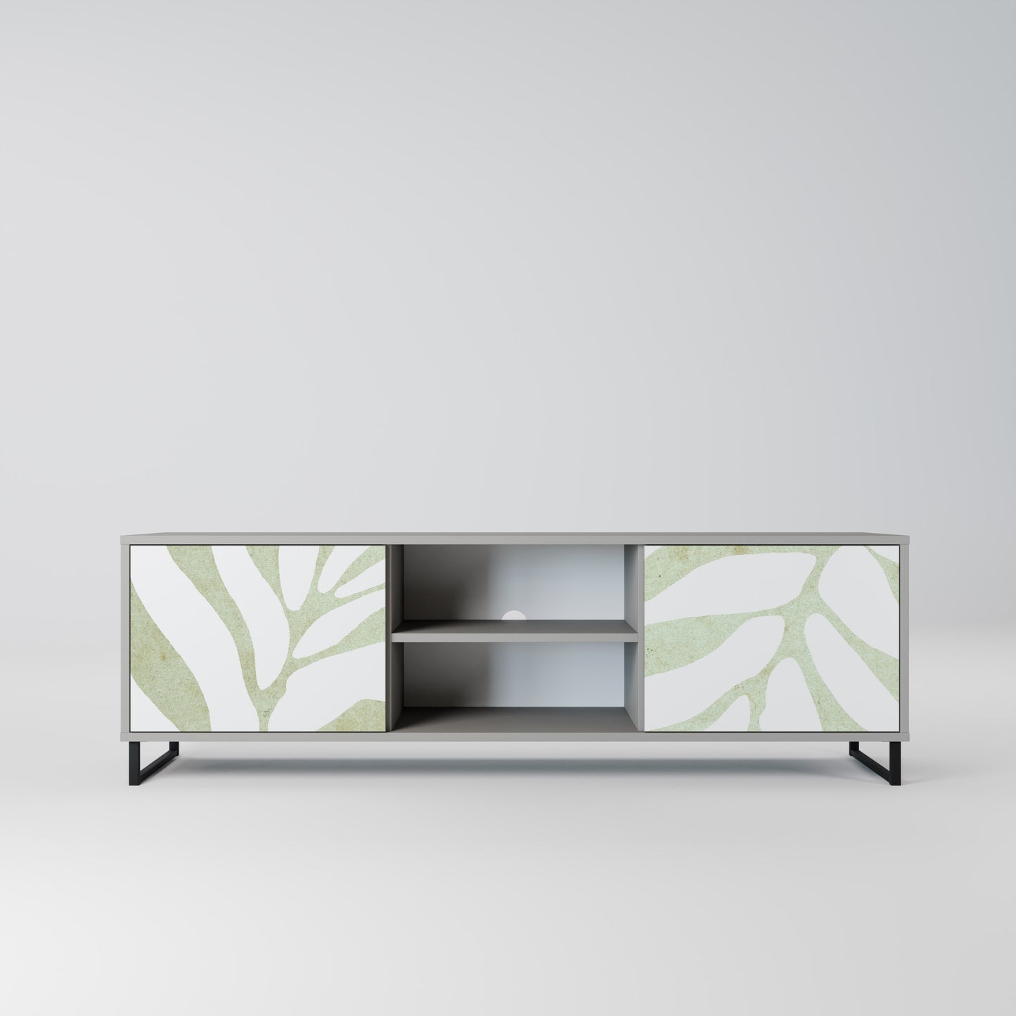 BOTANICAL SPARK 2-Door TV Stand in Grey Finish