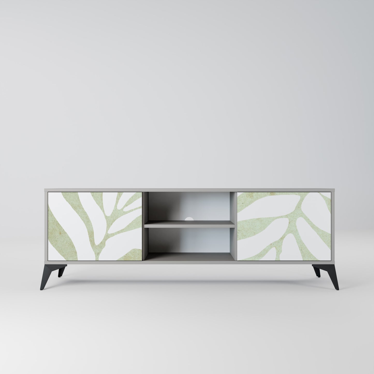 BOTANICAL SPARK 2-Door TV Stand in Grey Finish