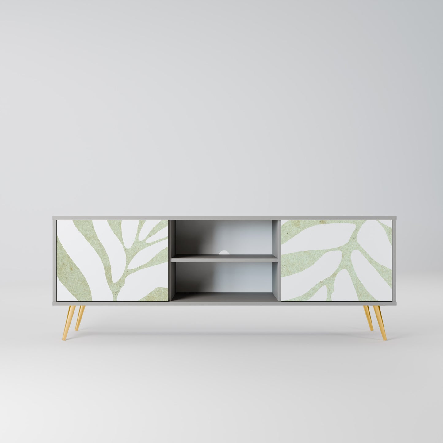 BOTANICAL SPARK 2-Door TV Stand in Grey Finish