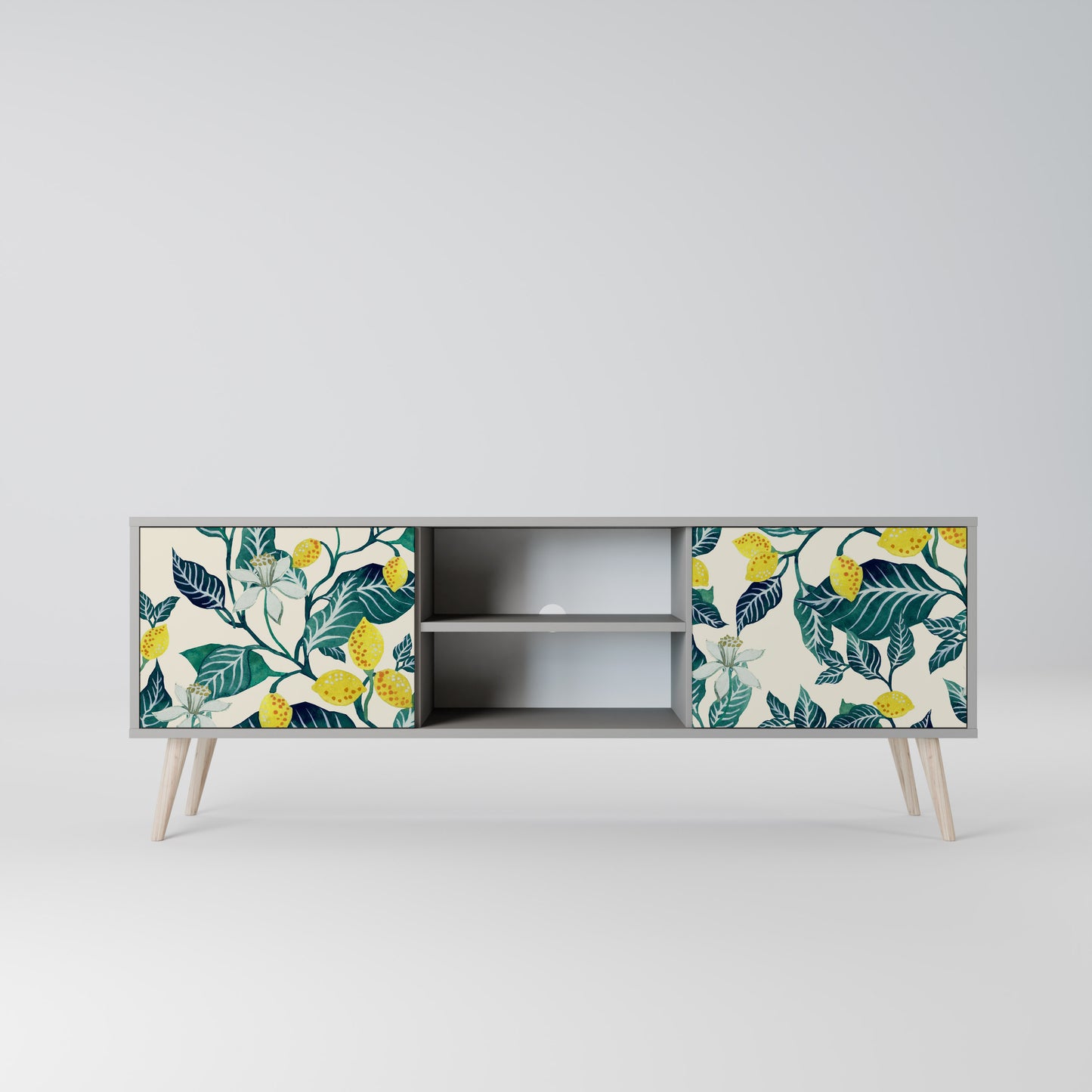 LEMON TREE 2-Door TV Stand in Grey Finish