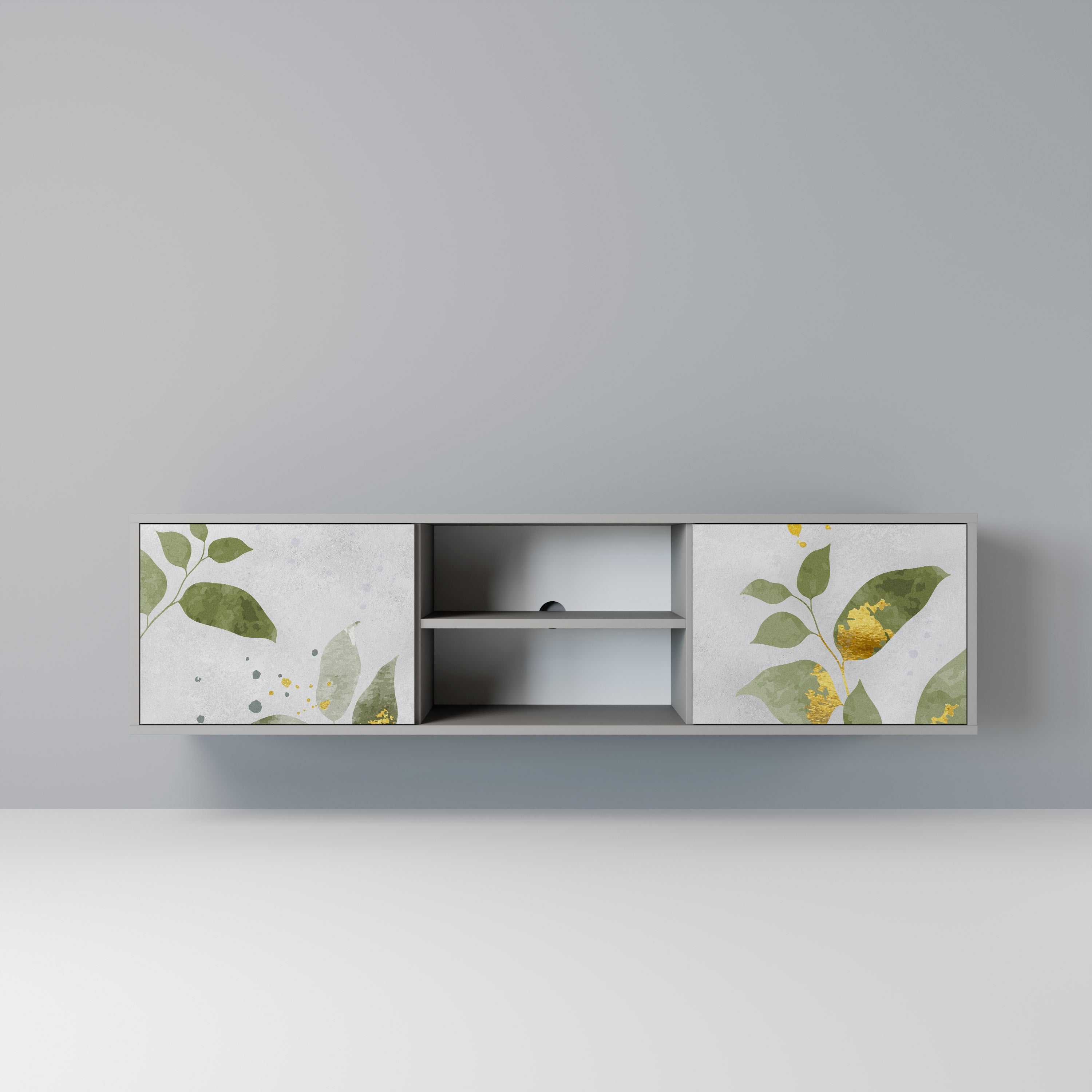 ELEGANT BOTANICS 2-dörrars TV-bänk i grå finish