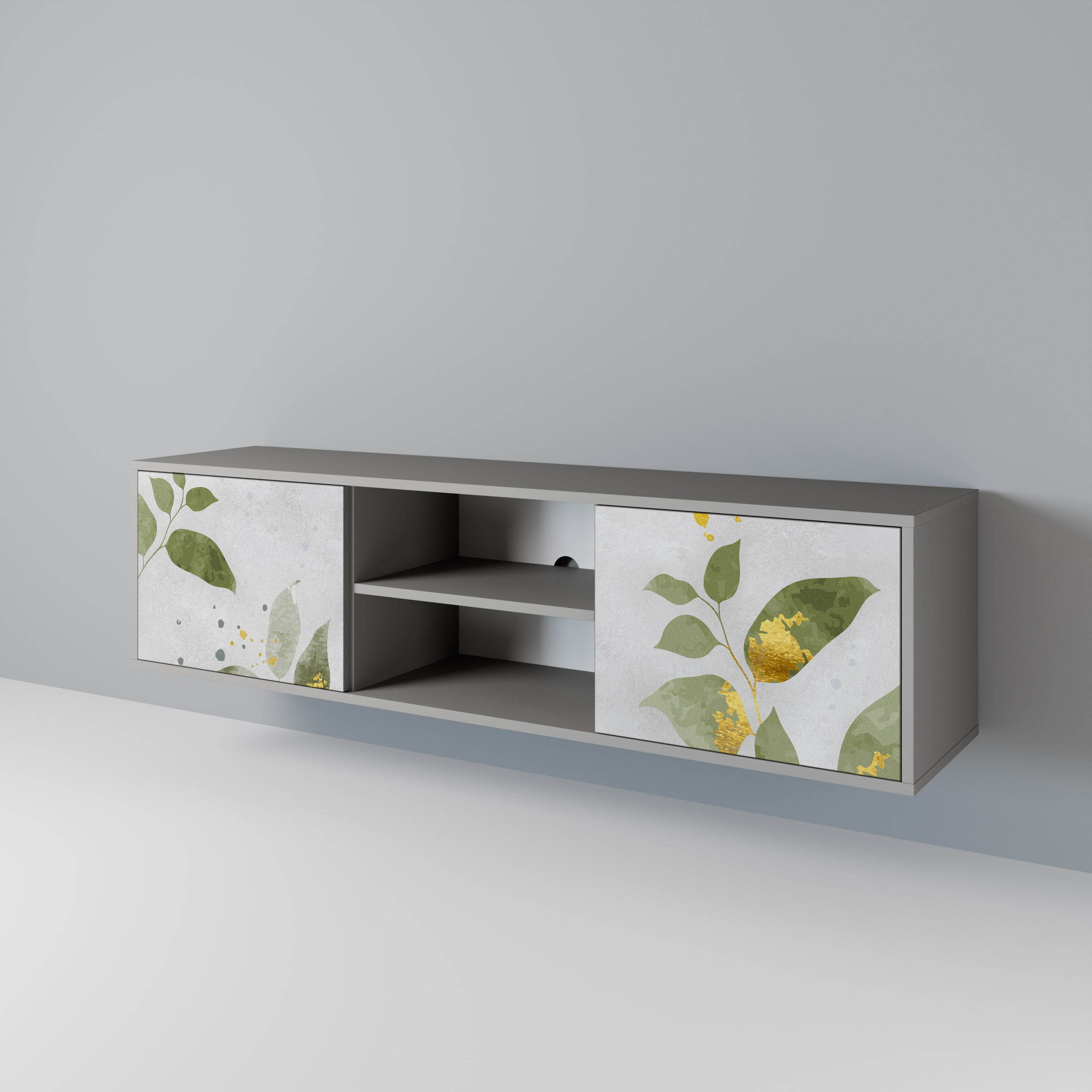 ELEGANT BOTANICS 2-dörrars TV-bänk i grå finish