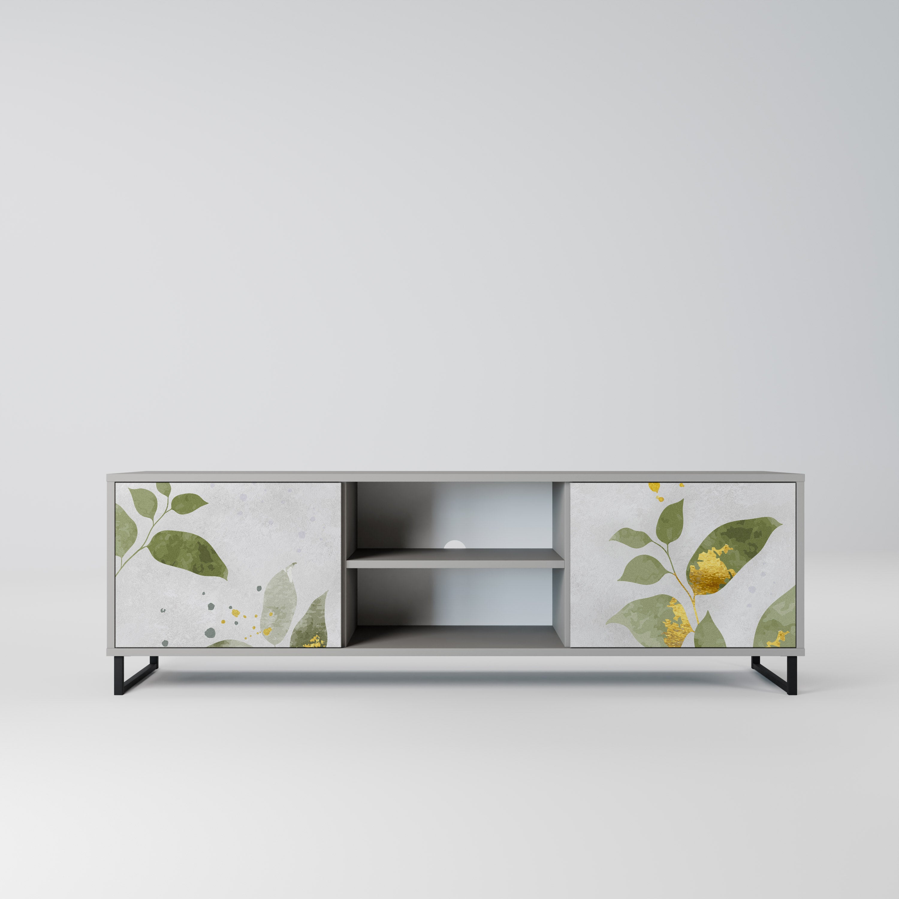 ELEGANT BOTANICS 2-dörrars TV-bänk i grå finish