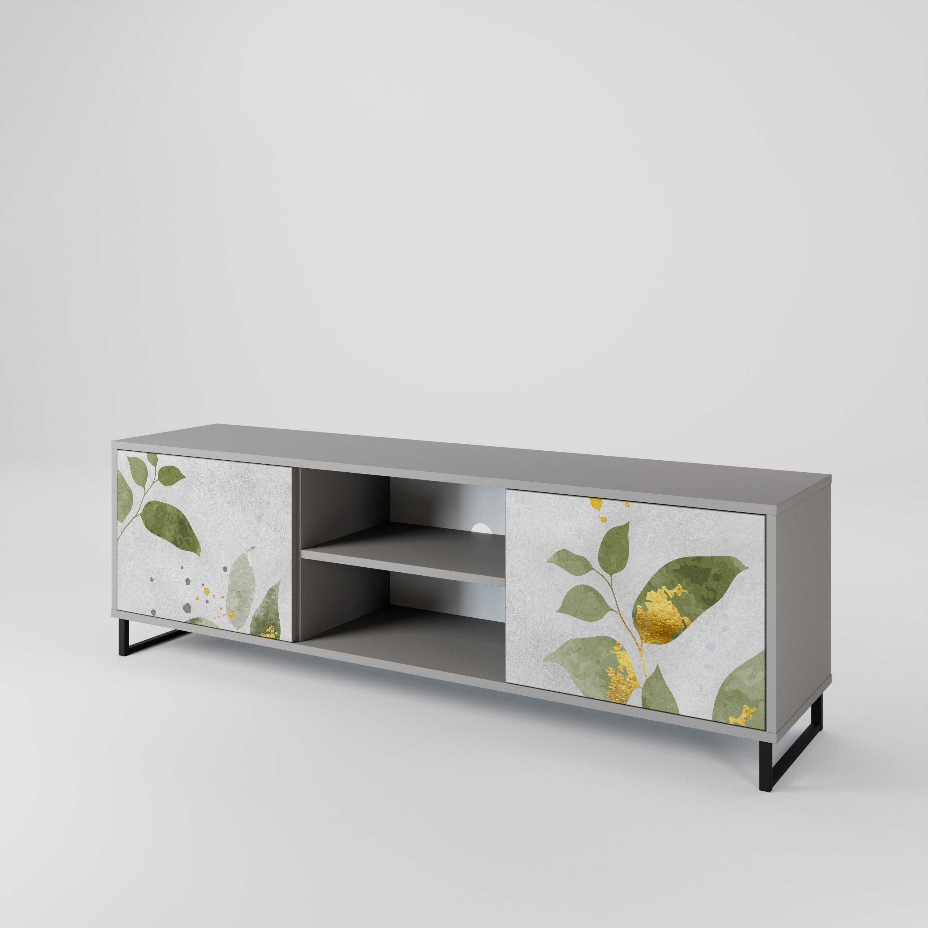 ELEGANT BOTANICS 2-dörrars TV-bänk i grå finish