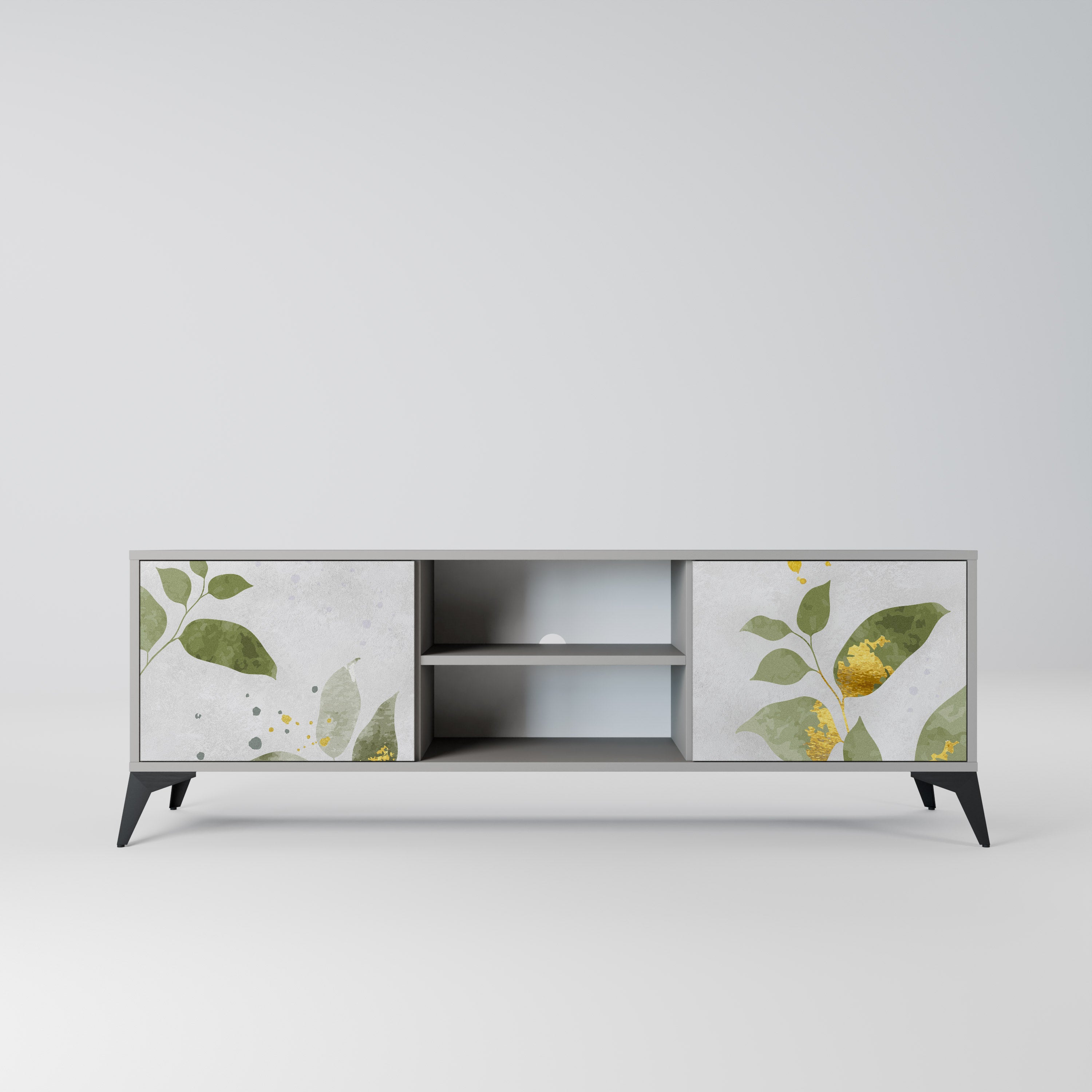 ELEGANT BOTANICS 2-dörrars TV-bänk i grå finish