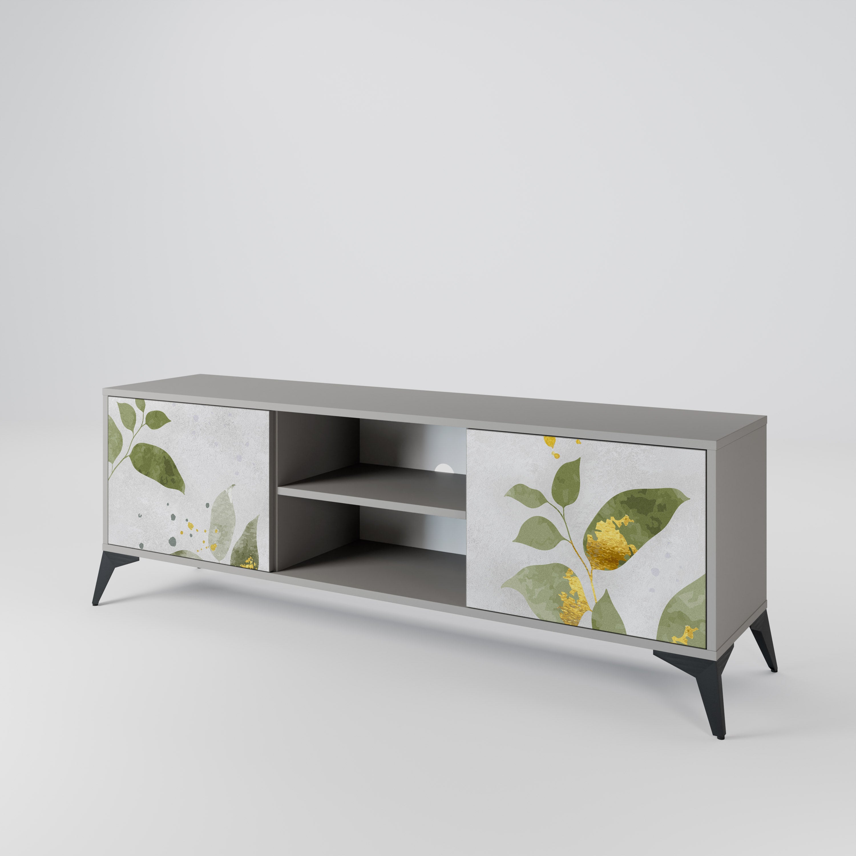 ELEGANT BOTANICS 2-dörrars TV-bänk i grå finish