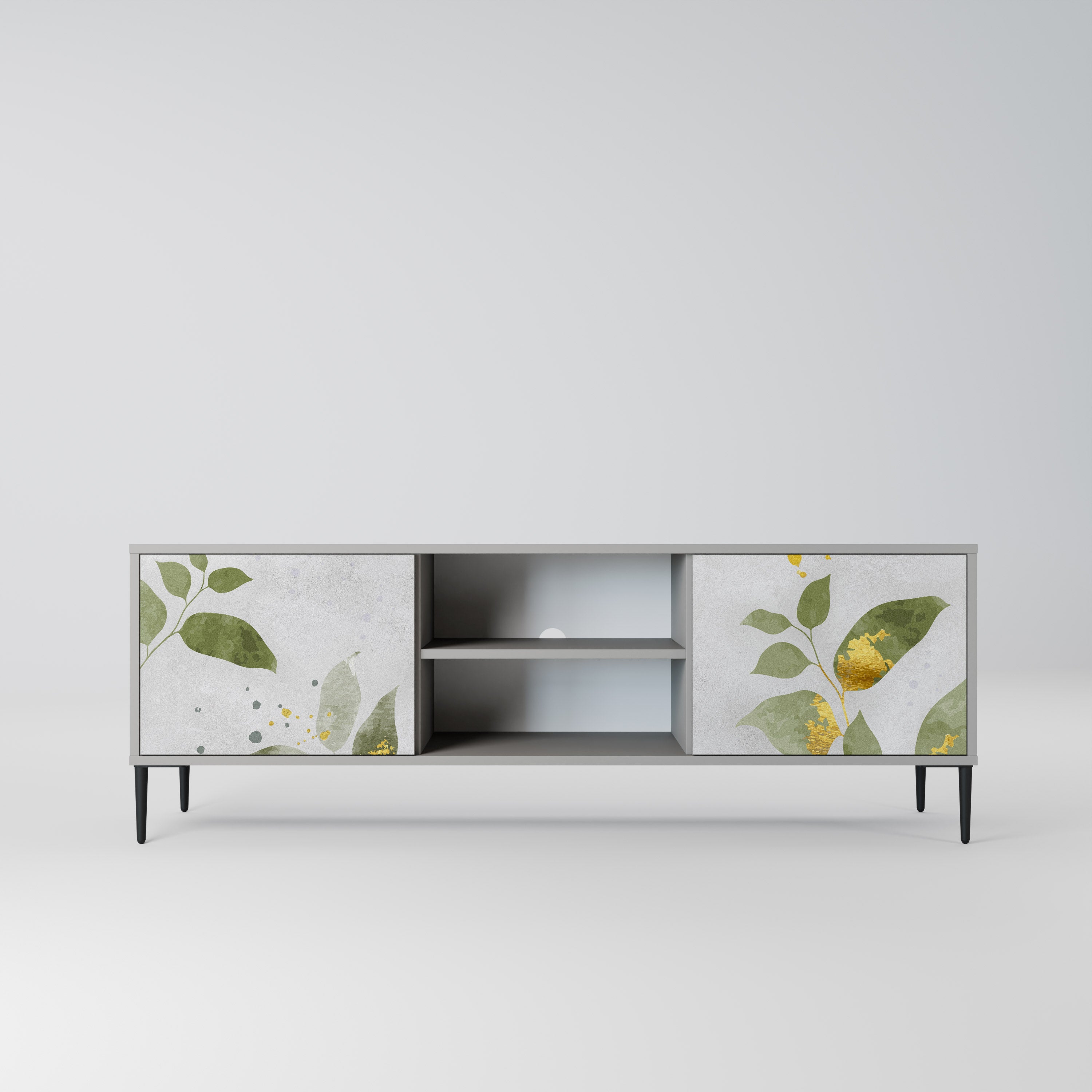 ELEGANT BOTANICS 2-dörrars TV-bänk i grå finish