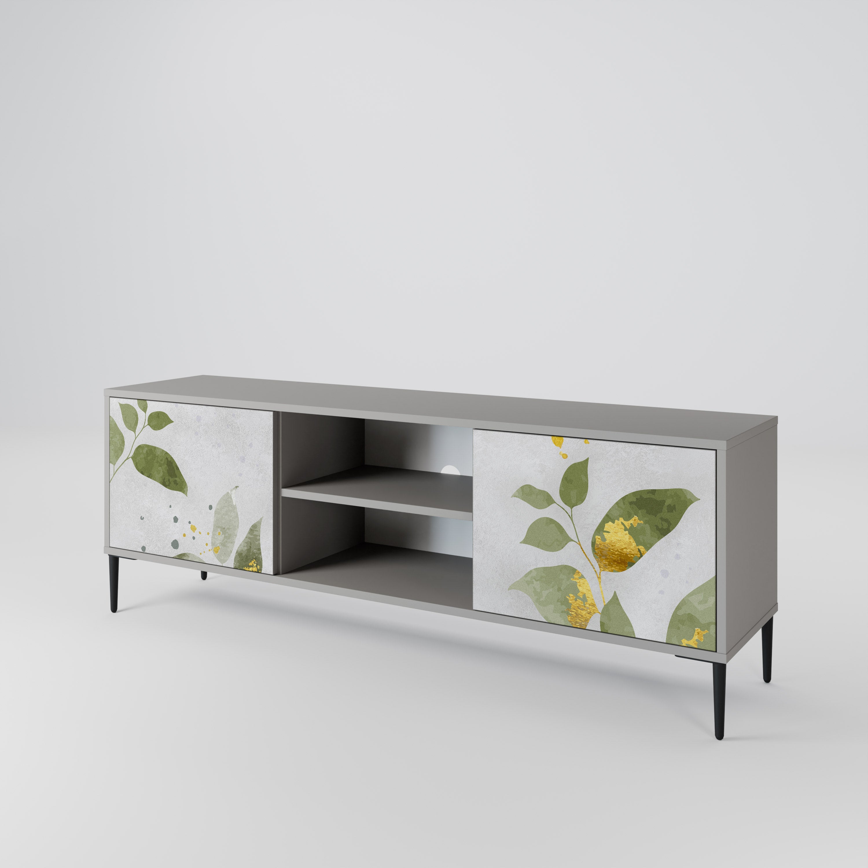 ELEGANT BOTANICS 2-dörrars TV-bänk i grå finish