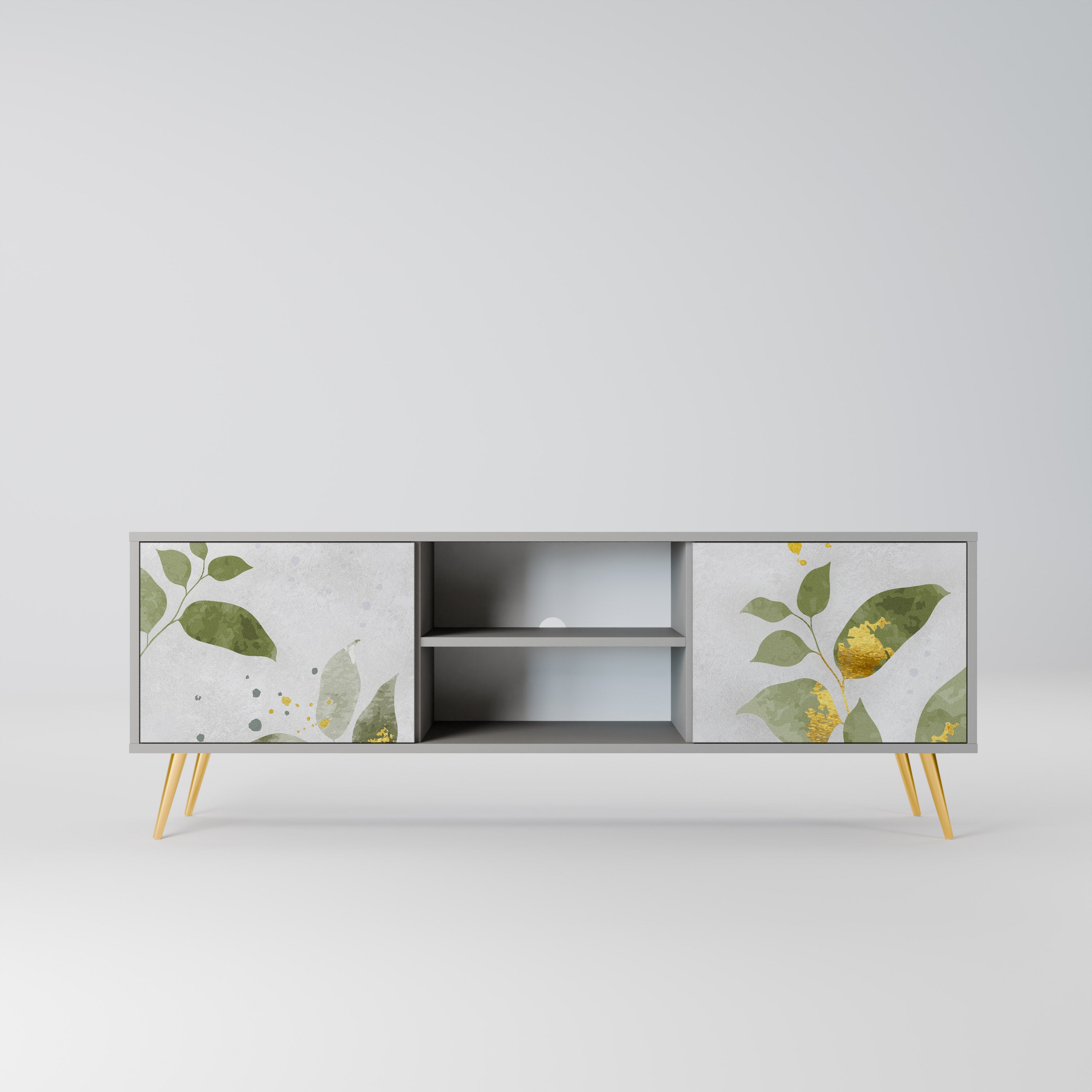 ELEGANT BOTANICS 2-dörrars TV-bänk i grå finish