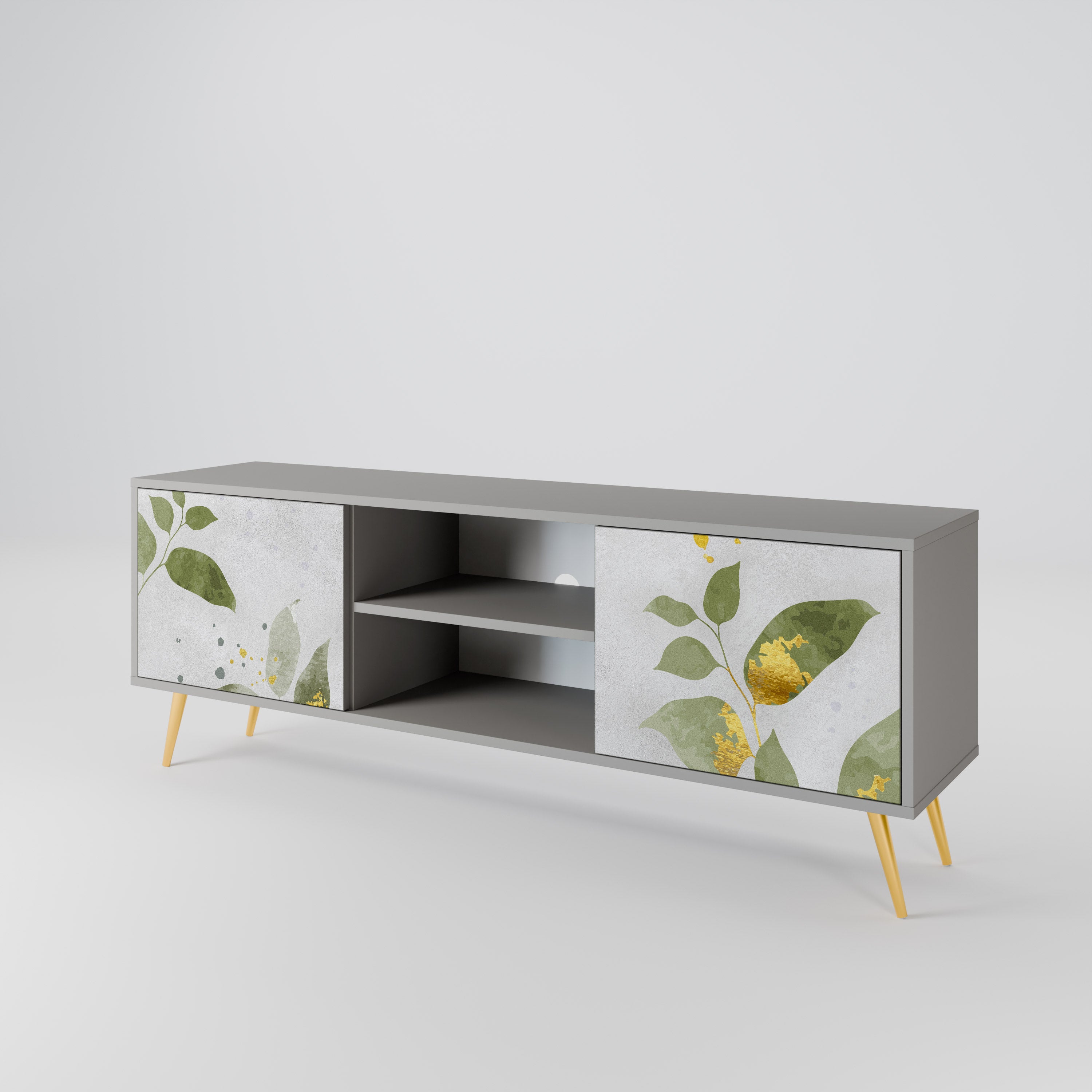 ELEGANT BOTANICS 2-dörrars TV-bänk i grå finish