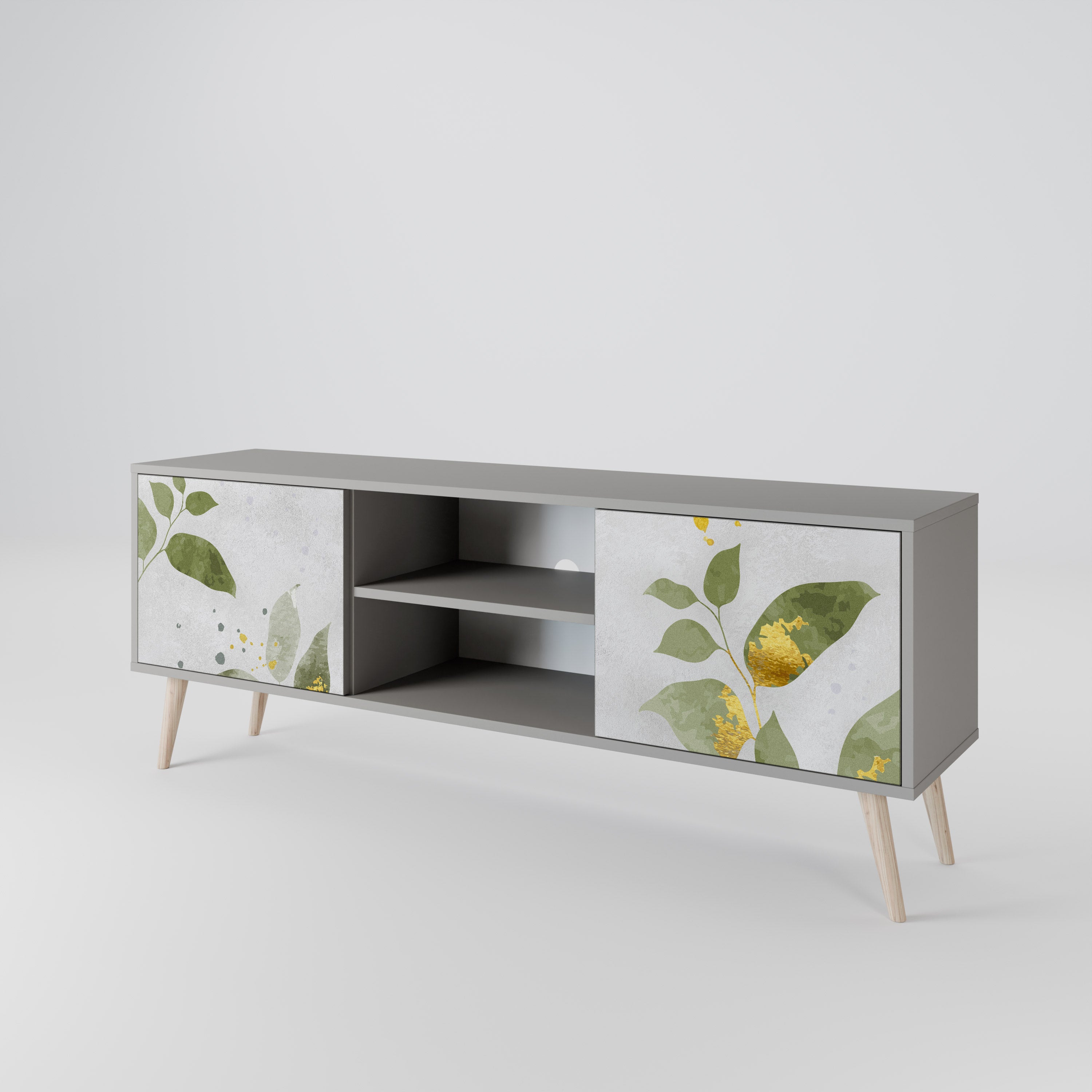 ELEGANT BOTANICS 2-dörrars TV-bänk i grå finish
