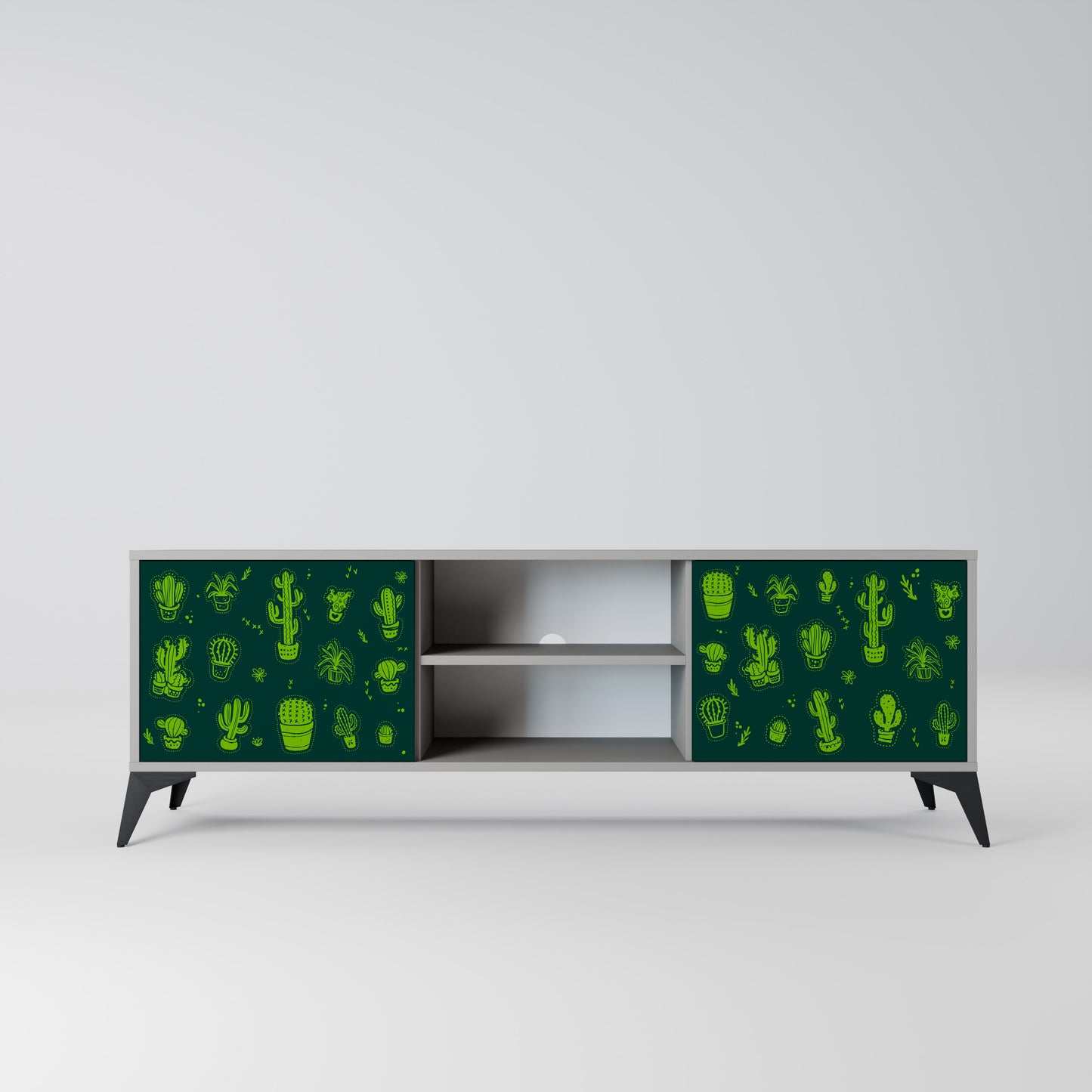 DESERT GREEN 2-dörrars TV-bänk i grå finish