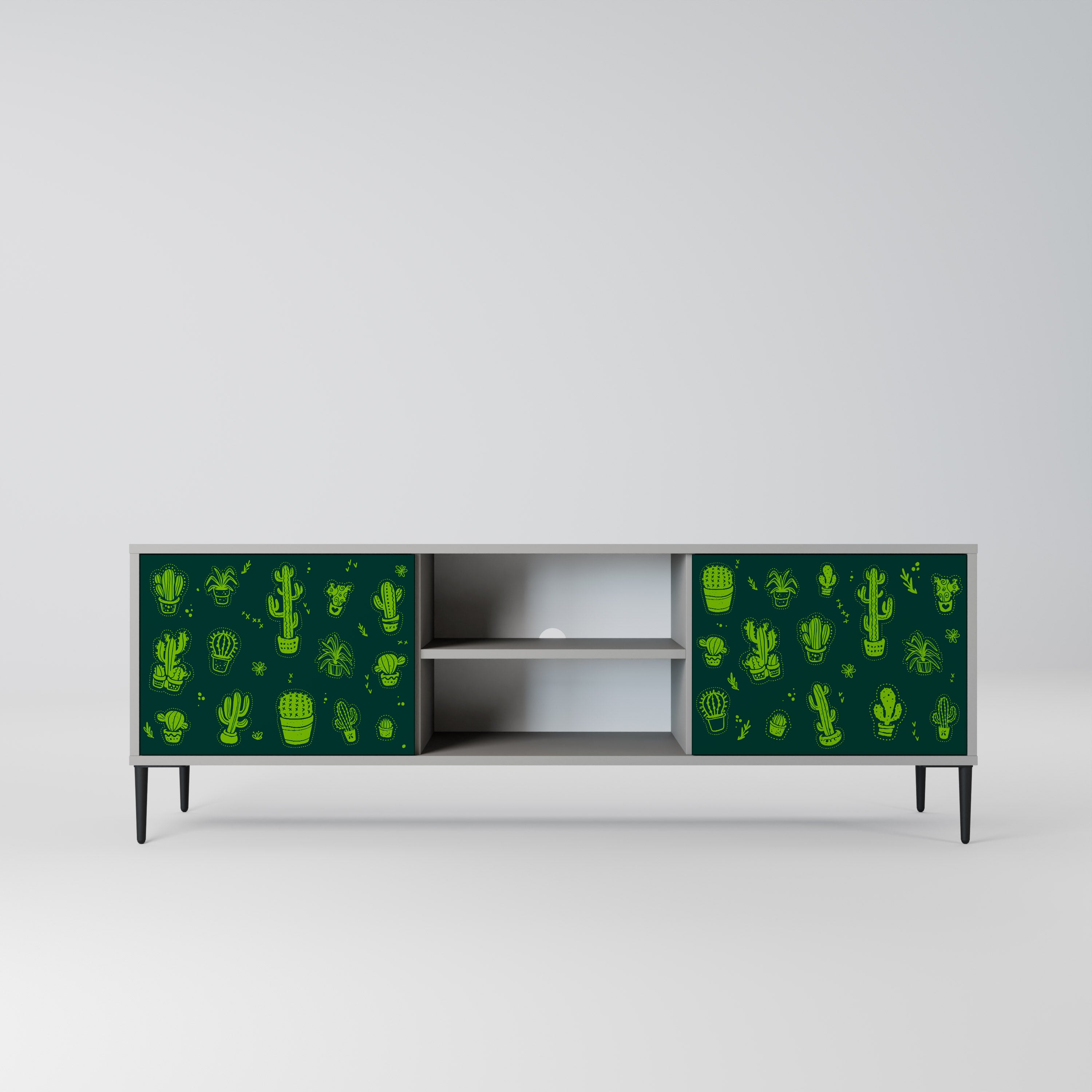 DESERT GREEN 2-dörrars TV-bänk i grå finish