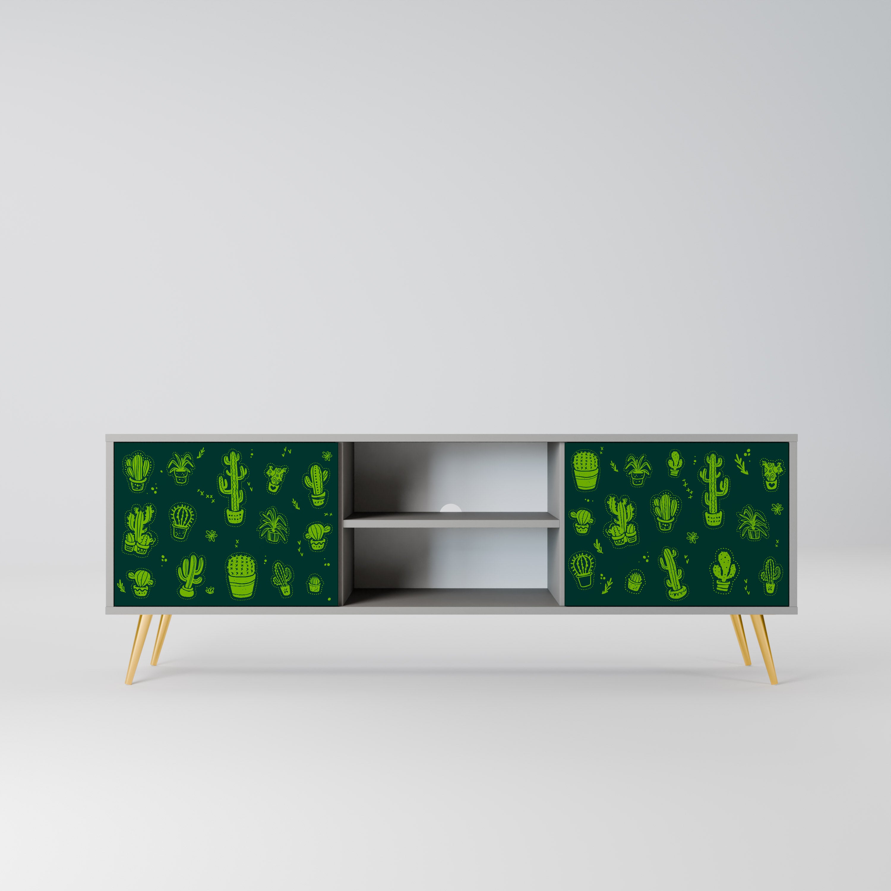 DESERT GREEN 2-dörrars TV-bänk i grå finish