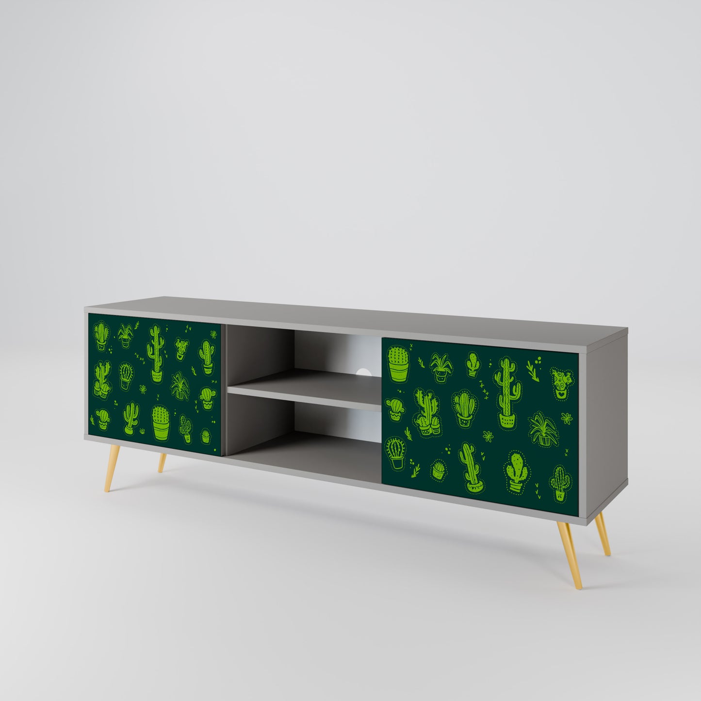 DESERT GREEN 2-dörrars TV-bänk i grå finish