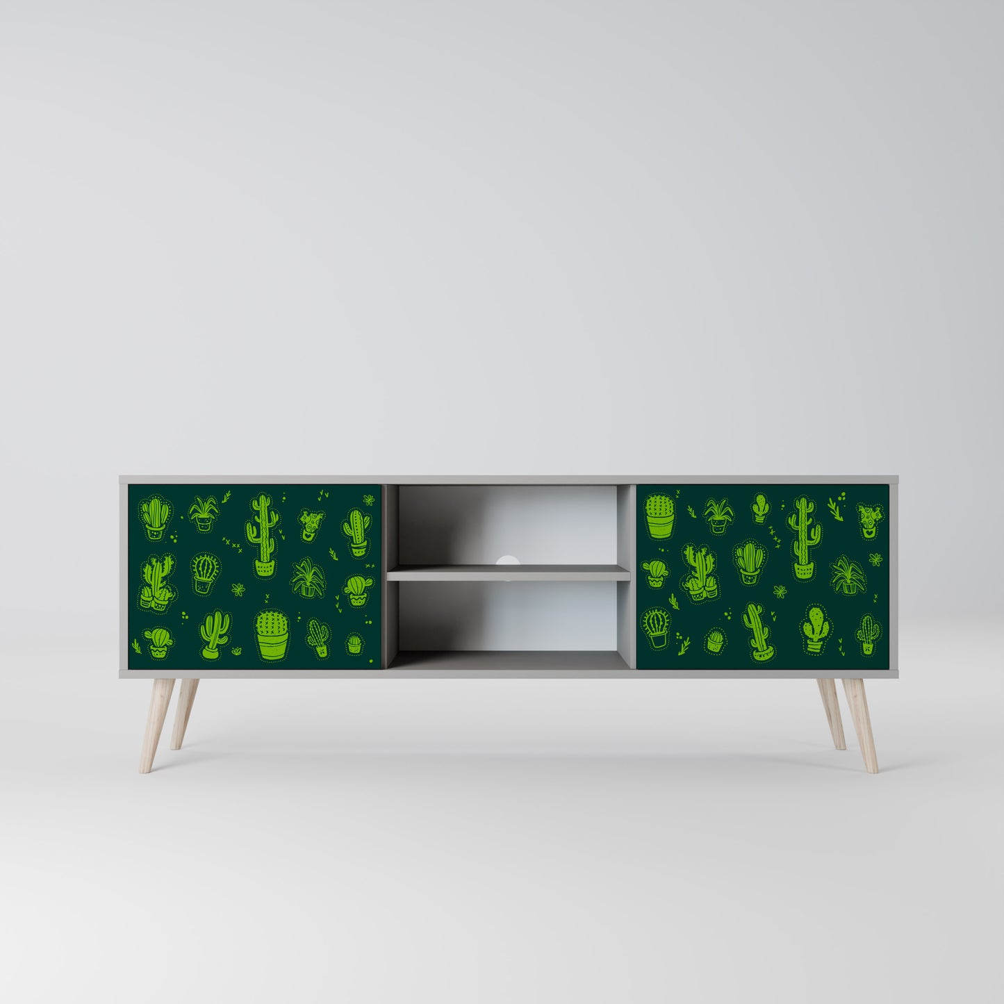 DESERT GREEN 2-dörrars TV-bänk i grå finish