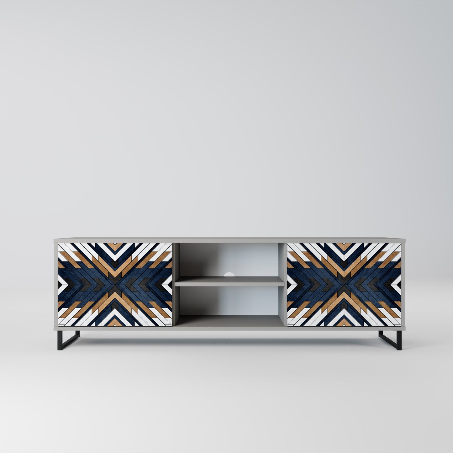 ARTFUL GEOMETRY 2-Door TV Stand in Grey Finish