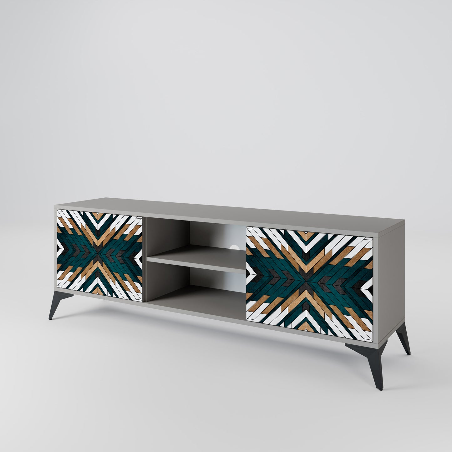 ARTISTIC GEOMETRY 2-dörrars TV-bänk i grå finish