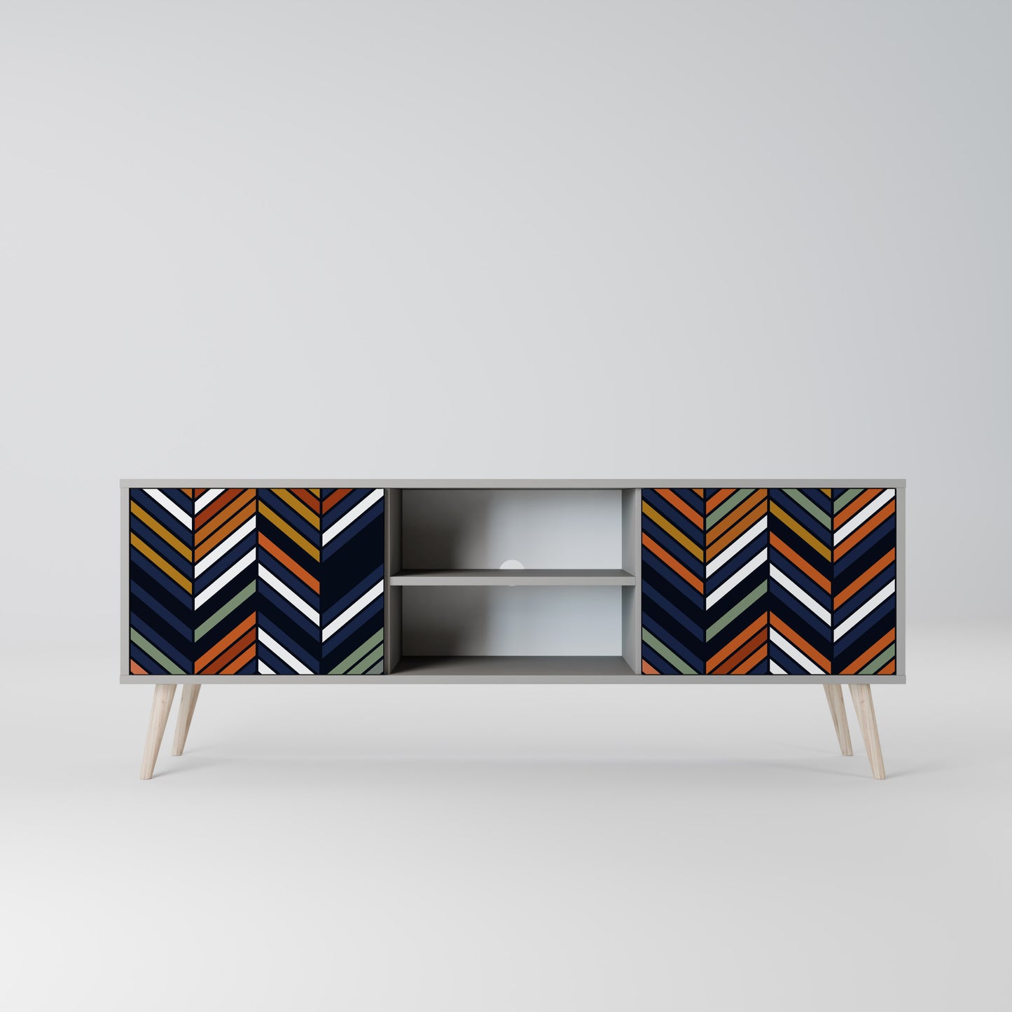 VIBRANT PATCHWORK 2-dörrars TV-ställ i grå finish
