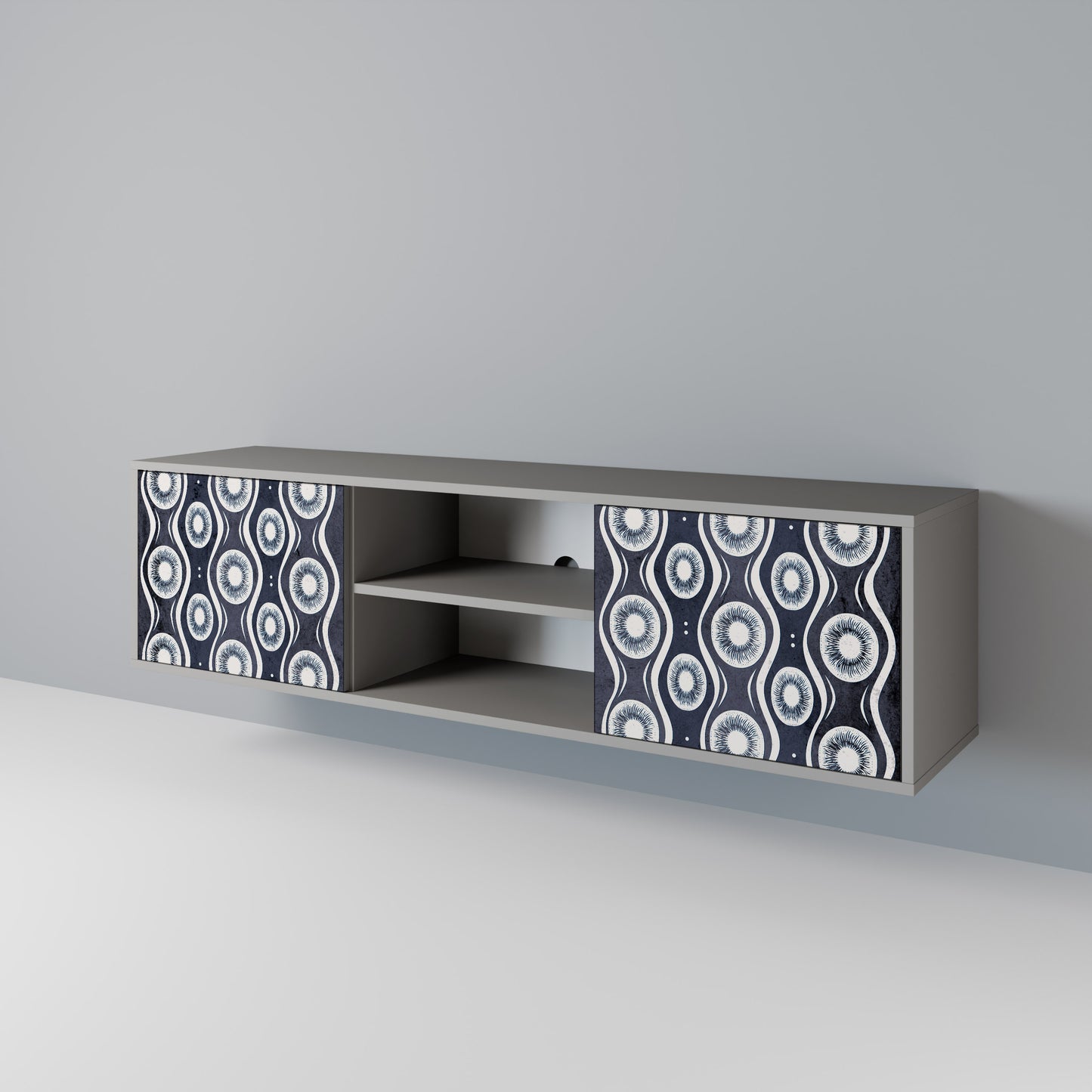 GRAPHITE EYES 2-Door TV Stand in Grey Finish