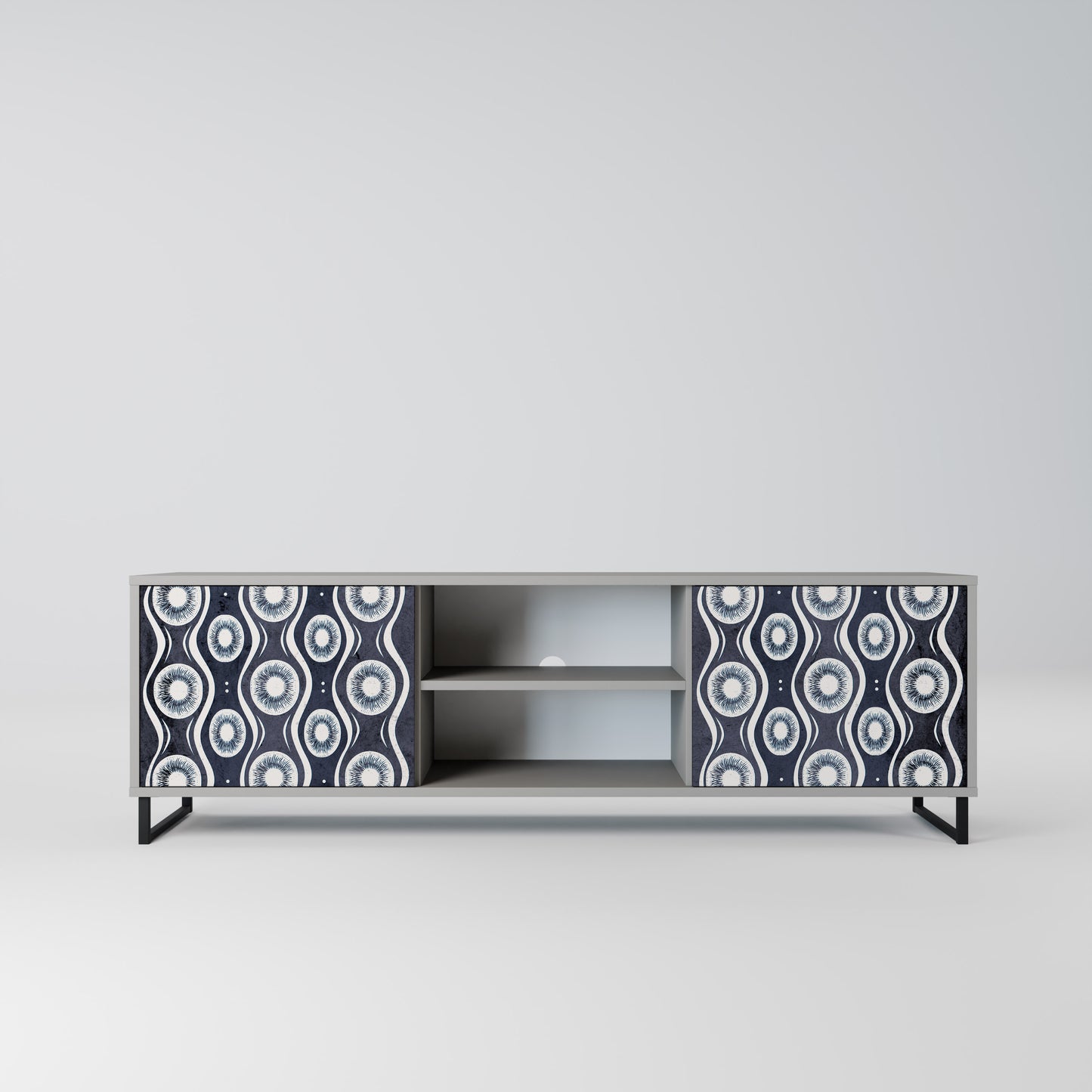 GRAPHITE EYES 2-Door TV Stand in Grey Finish