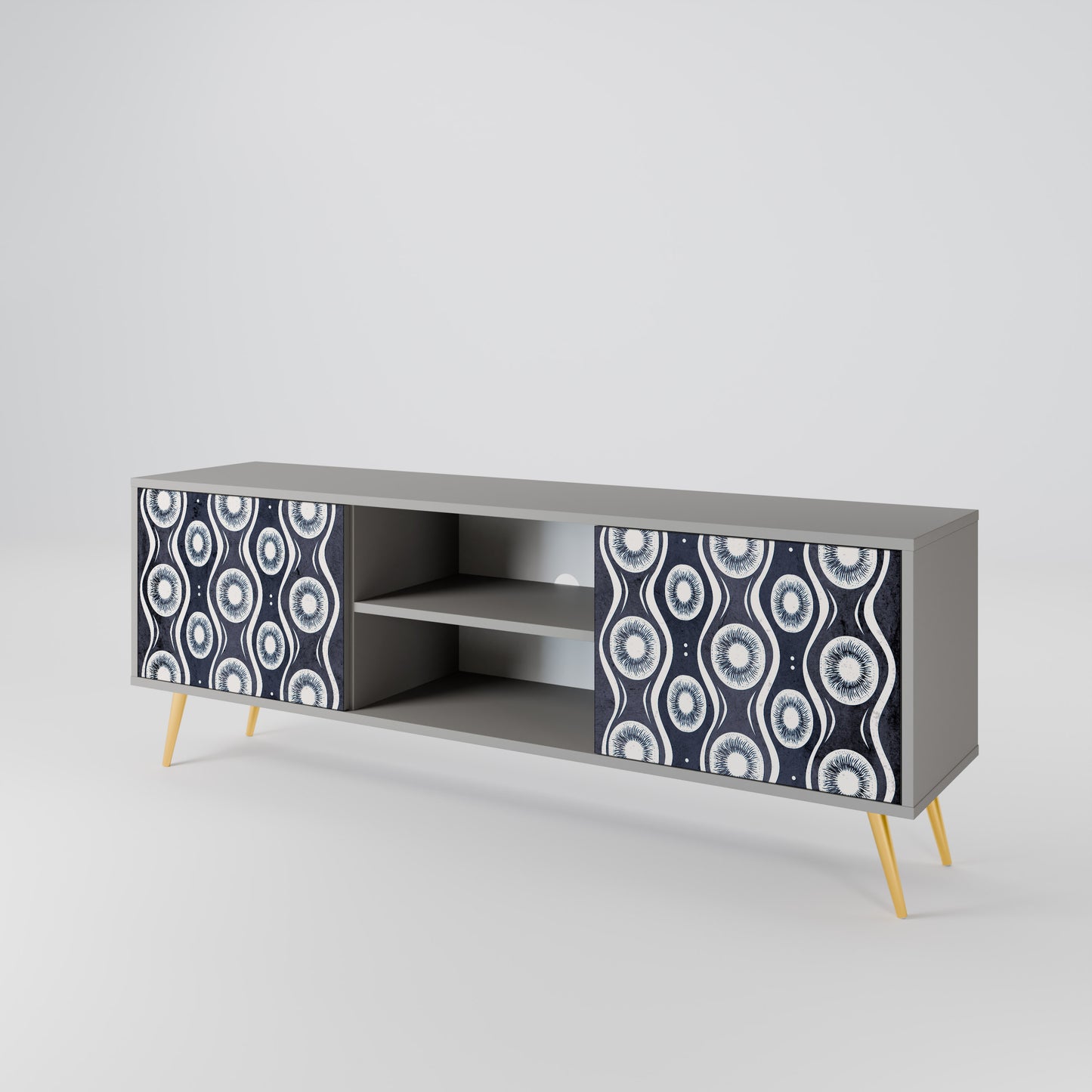 GRAPHITE EYES 2-Door TV Stand in Grey Finish