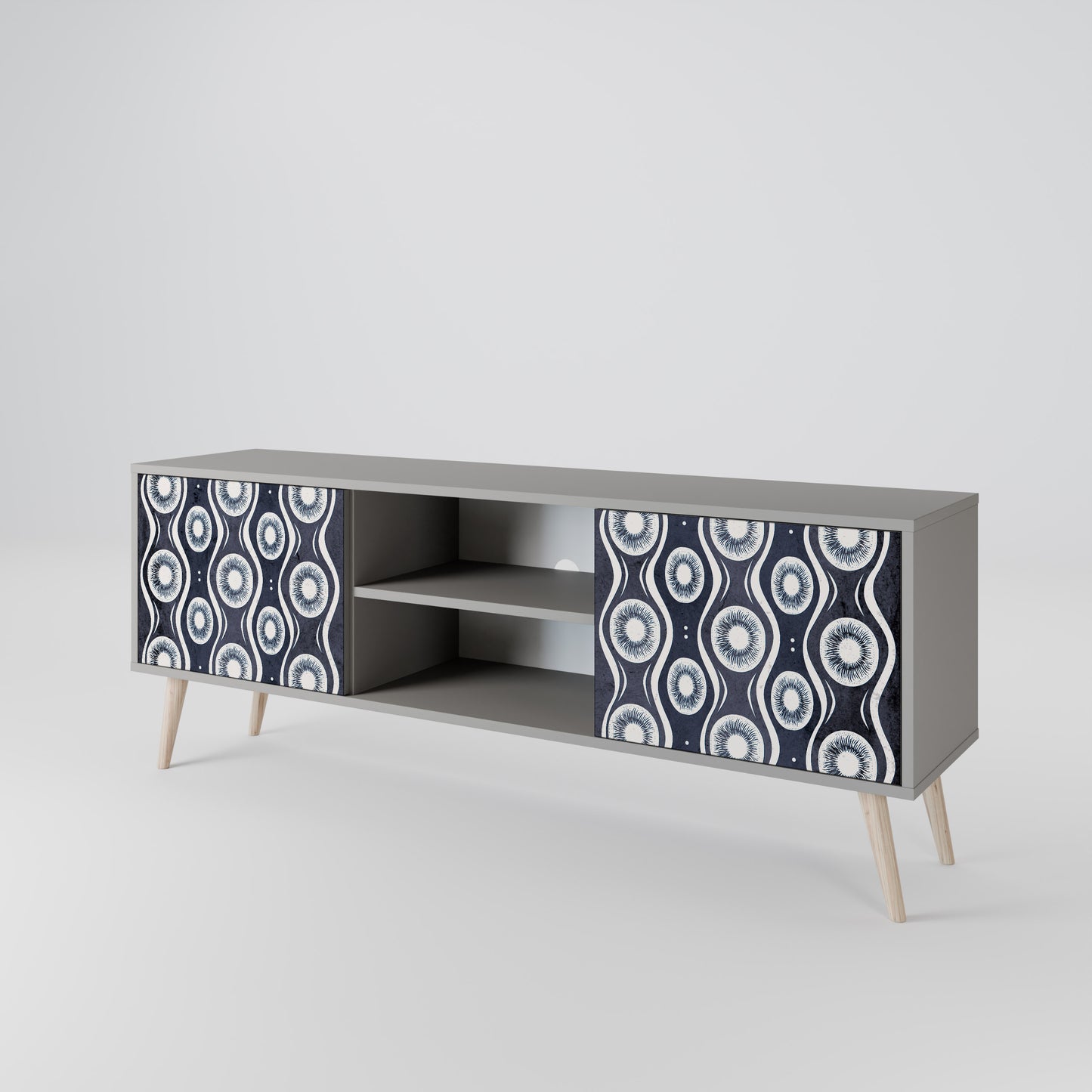 GRAPHITE EYES 2-Door TV Stand in Grey Finish