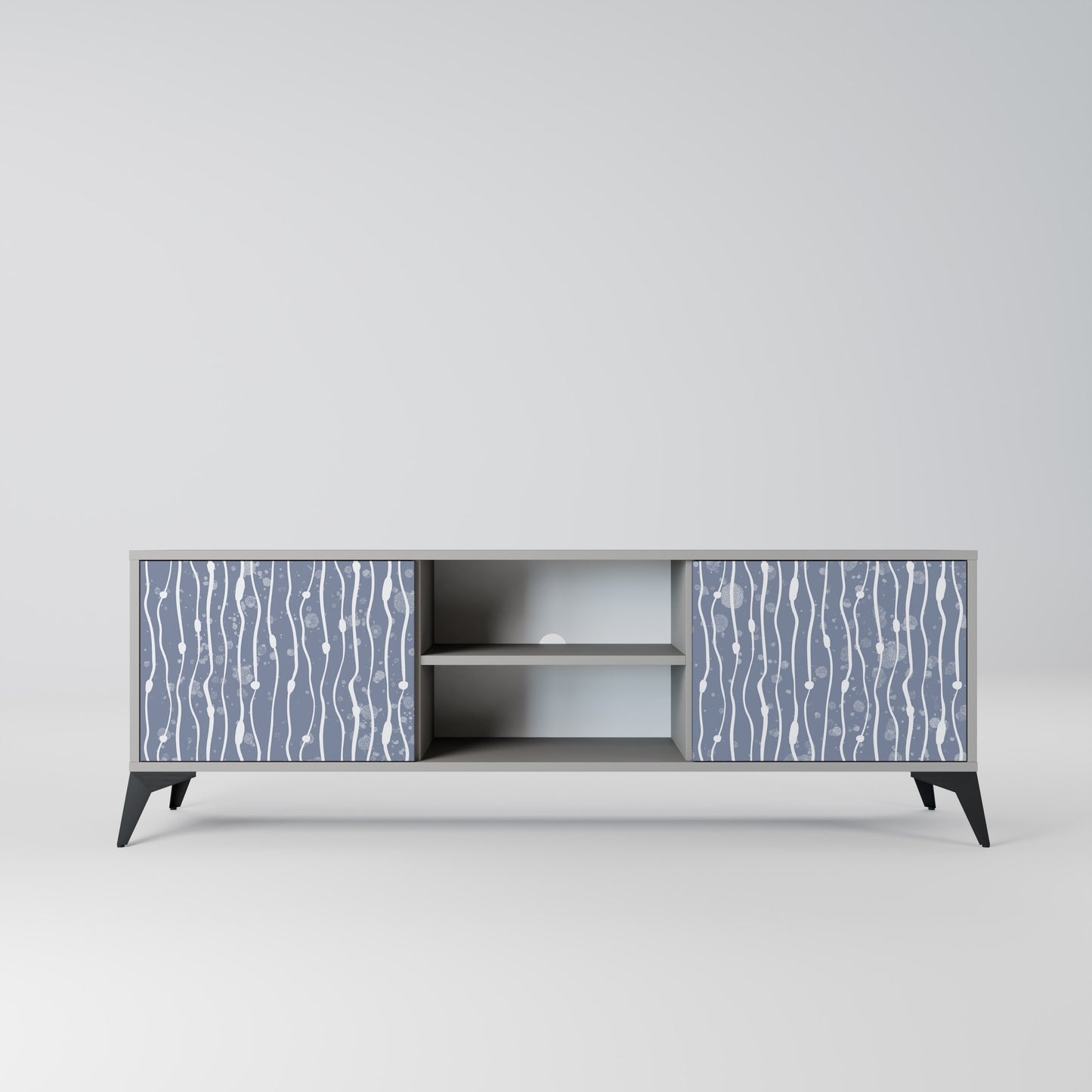 GRAPHITE RAIN 2-Door TV Stand in Grey Finish