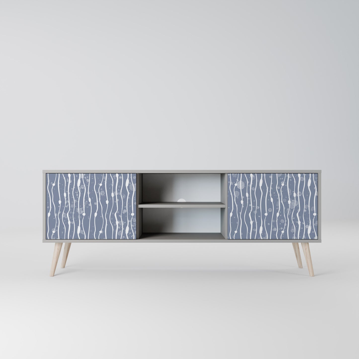 GRAPHITE RAIN 2-Door TV Stand in Grey Finish