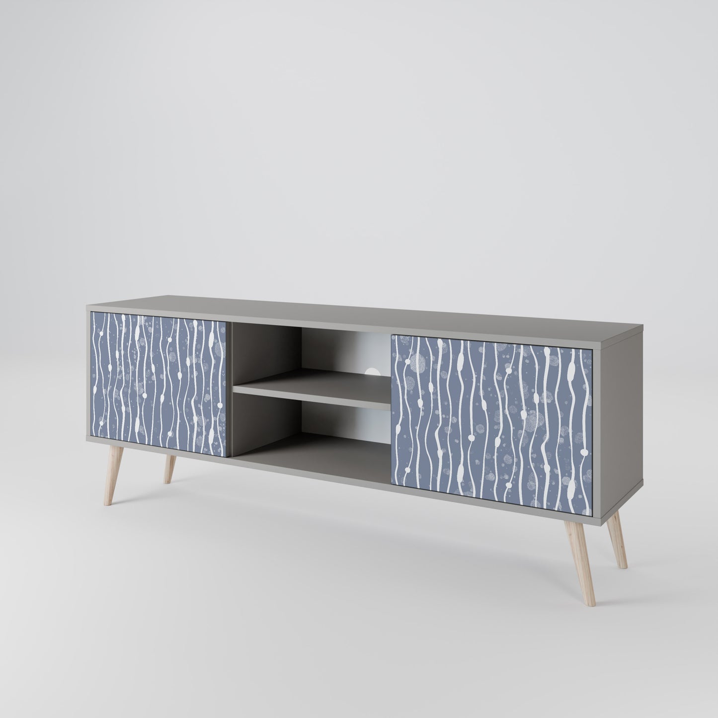 GRAPHITE RAIN 2-Door TV Stand in Grey Finish