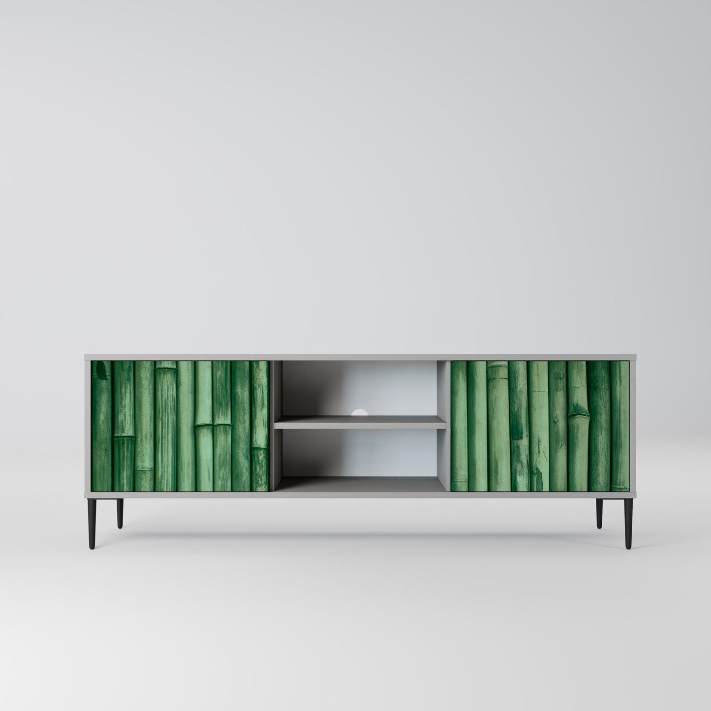 NATURAL GREEN 2-Door TV Stand in Grey Finish