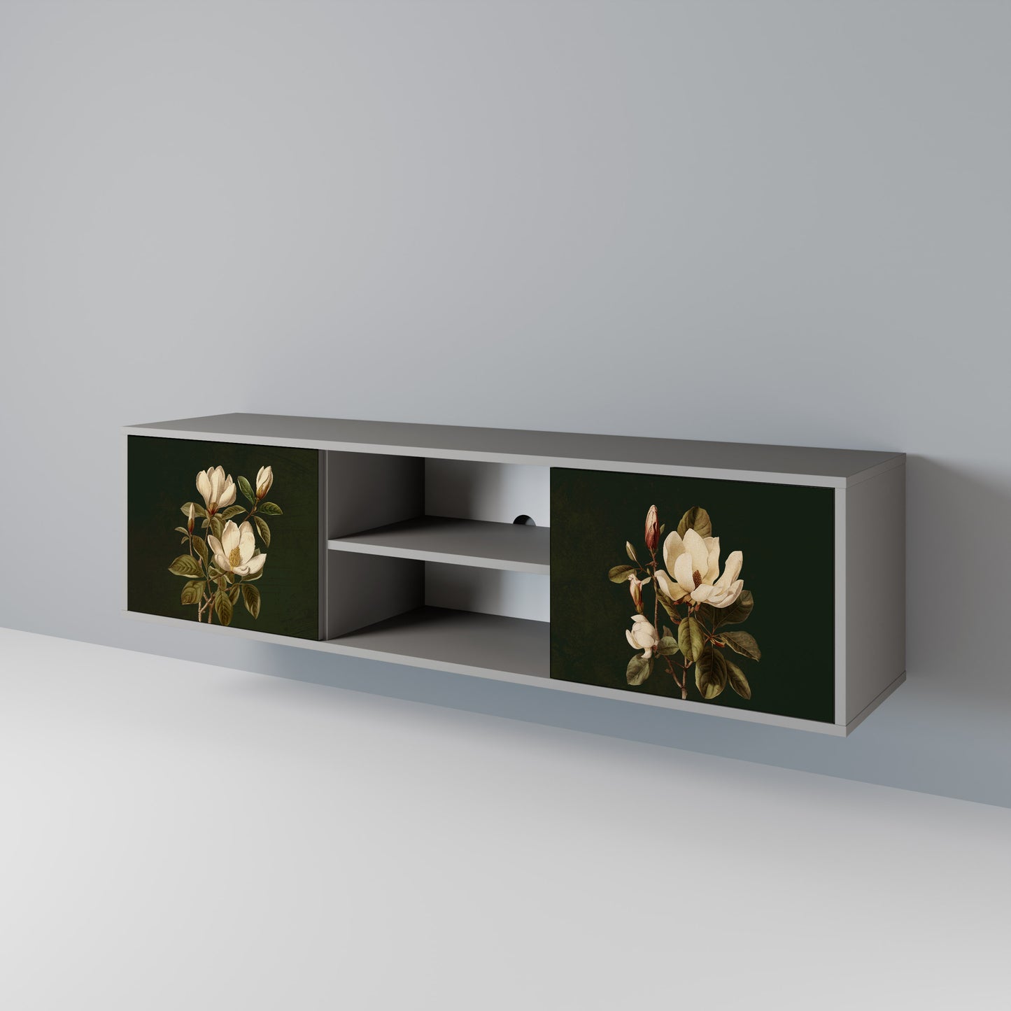 FLORAL NOIR 2-dörrars TV-bänk i grå finish