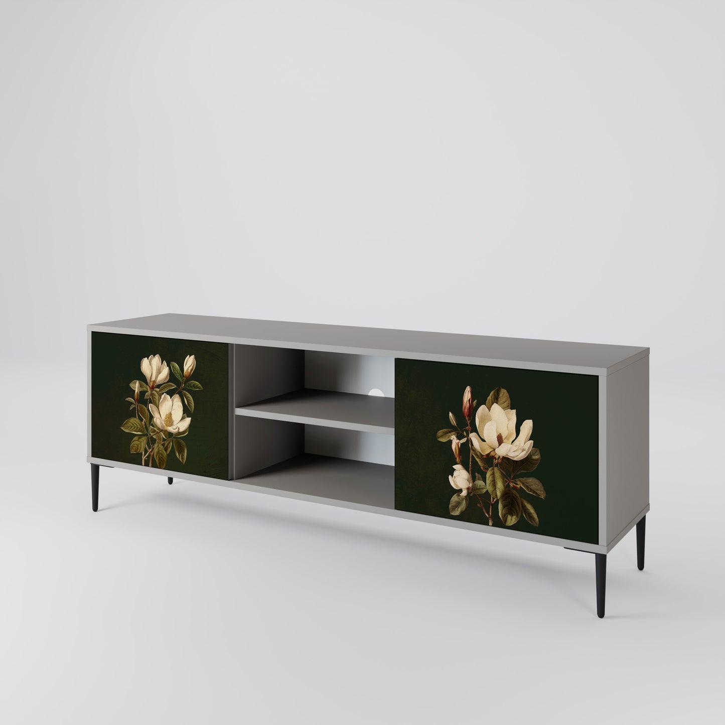 FLORAL NOIR 2-dörrars TV-bänk i grå finish