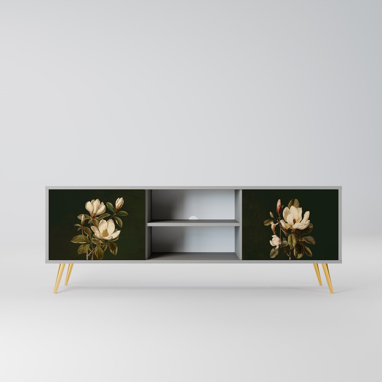 FLORAL NOIR 2-dörrars TV-bänk i grå finish
