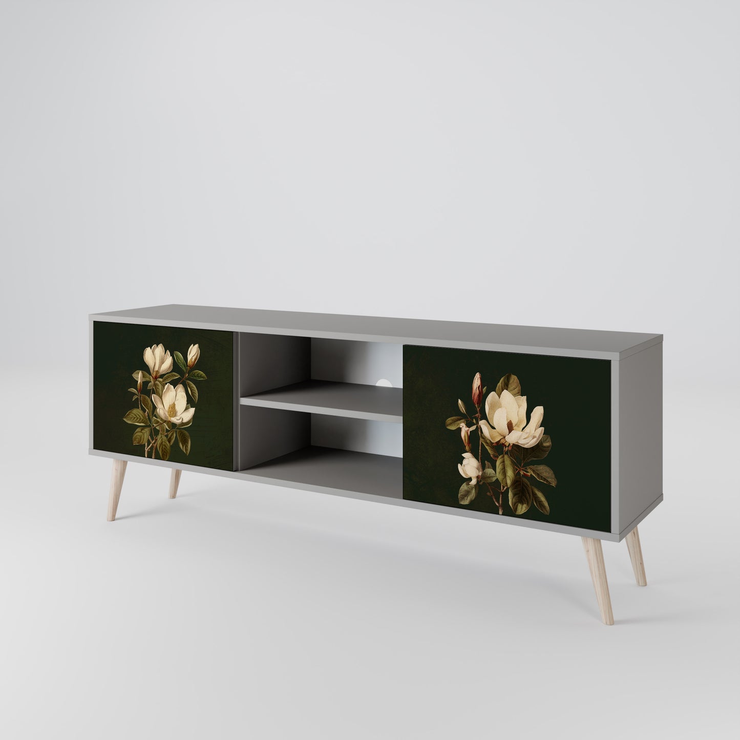 FLORAL NOIR 2-dörrars TV-bänk i grå finish