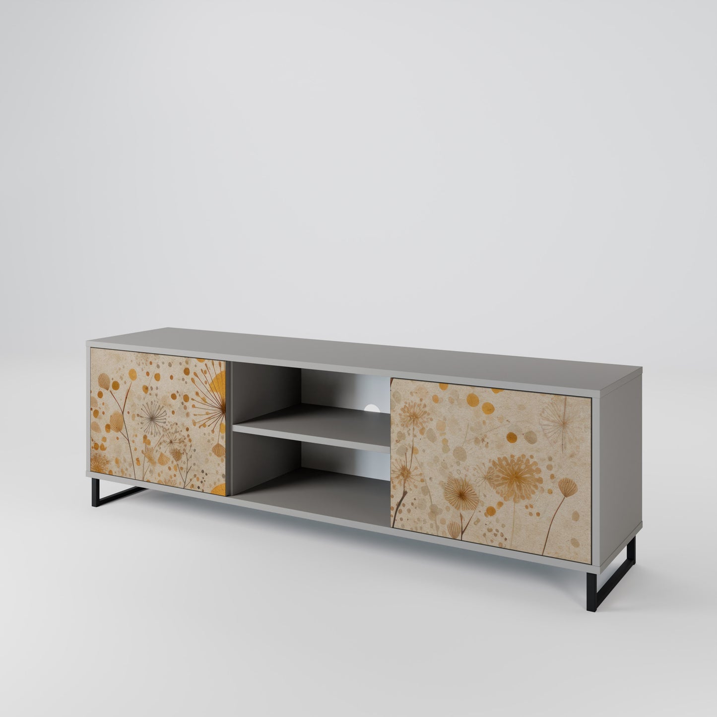 MORNING GLADE 2-Door TV Stand in Grey Finish
