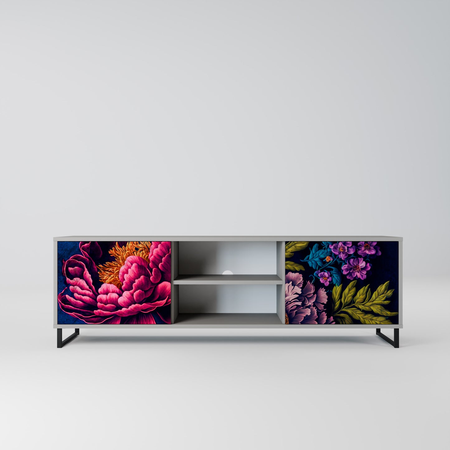 BLOOMING ELEGANCE 2-dörrars TV-bänk i grå finish
