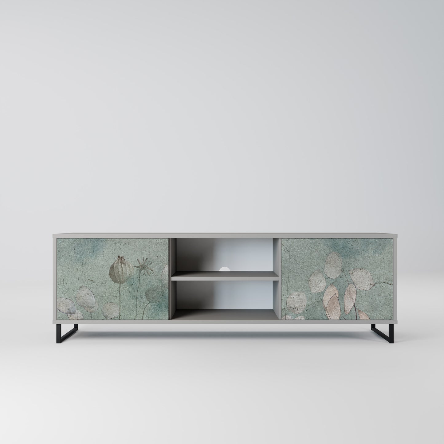 NIGHT LADY 2-Door TV Stand in Grey Finish