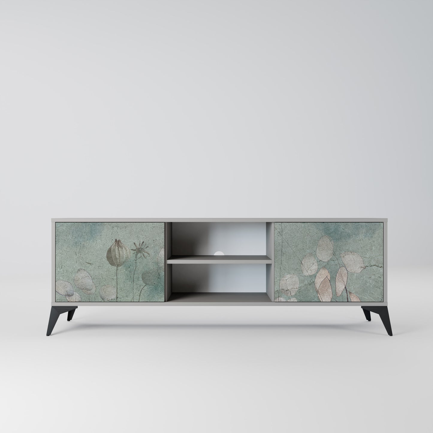 NIGHT LADY 2-Door TV Stand in Grey Finish