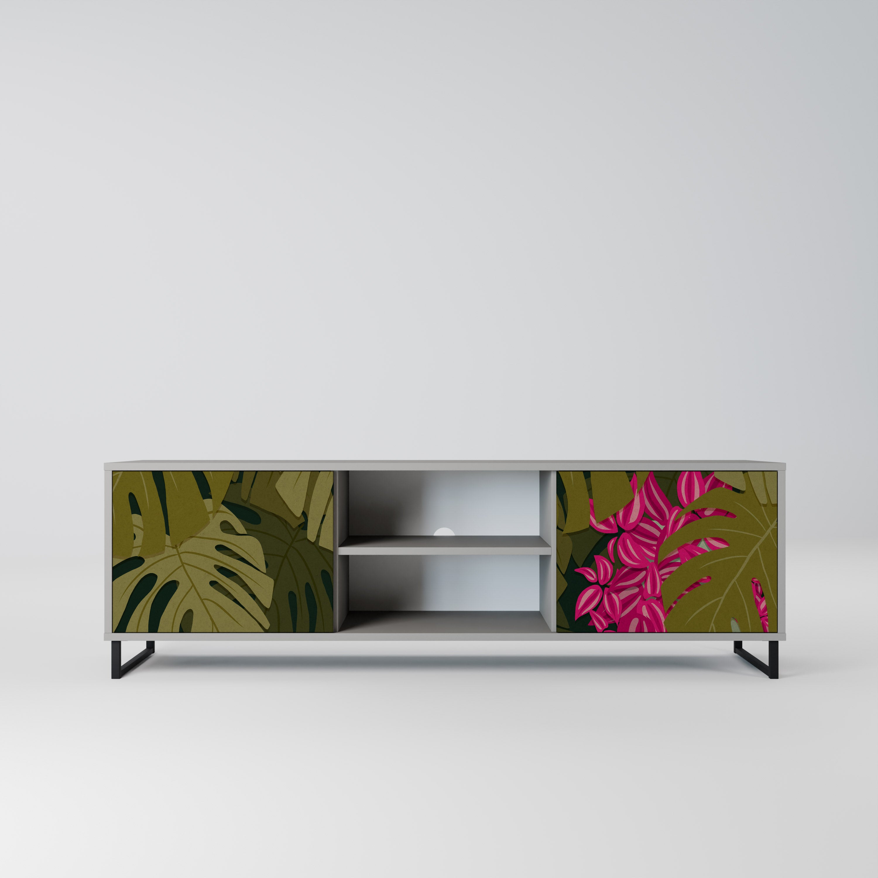 TROPICAL BEAUTY 2-dörrars TV-bänk i grå finish