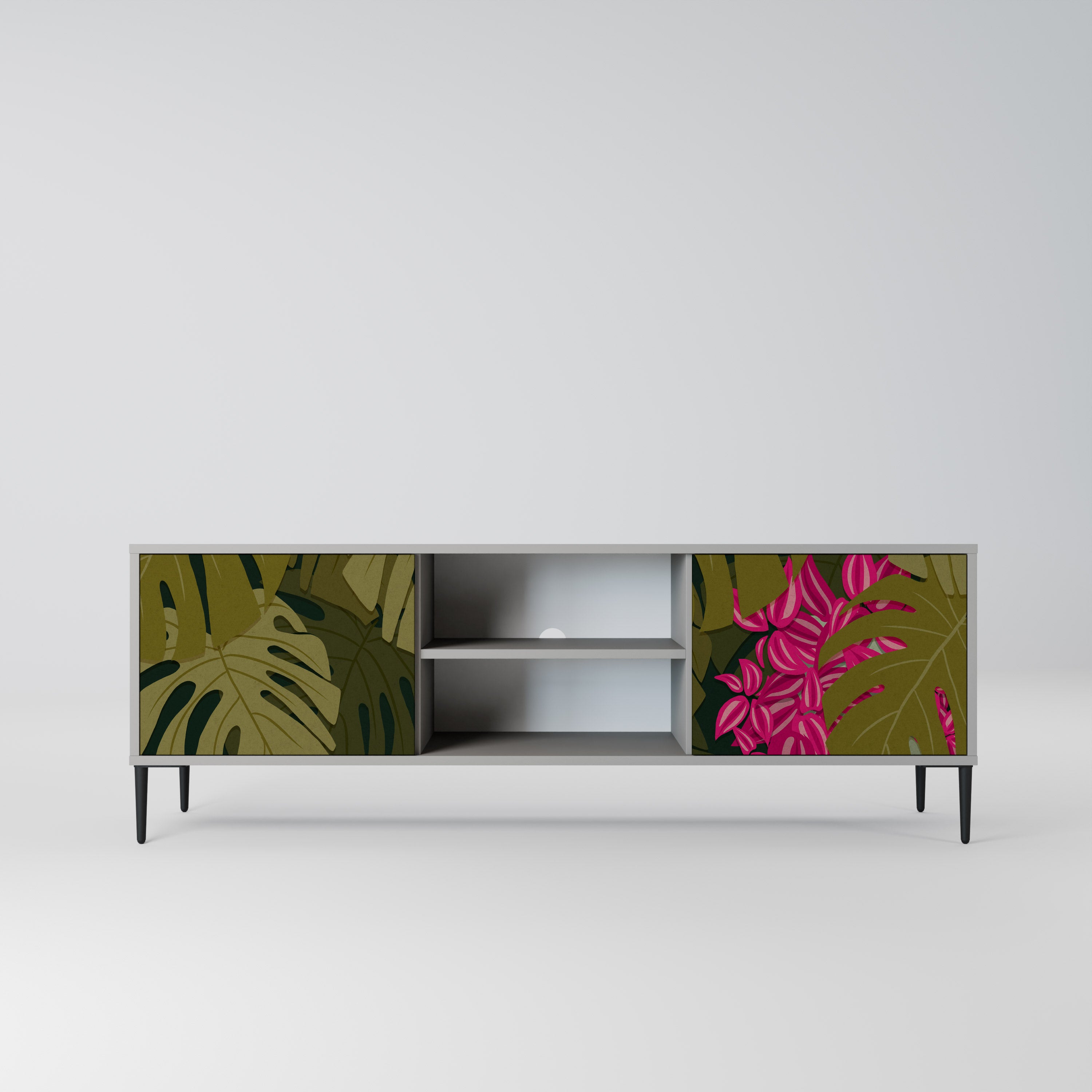 TROPICAL BEAUTY 2-dörrars TV-bänk i grå finish