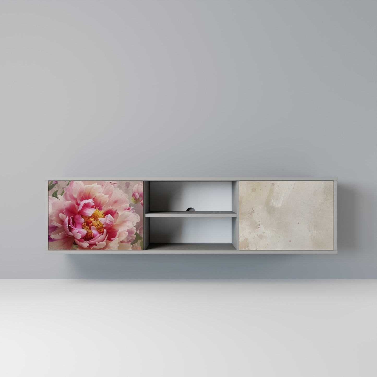 PEONY WHISPER 2-Door TV Stand in Grey Finish