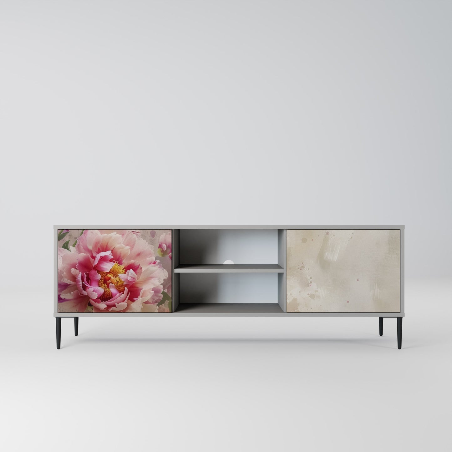 PEONY WHISPER 2-Door TV Stand in Grey Finish