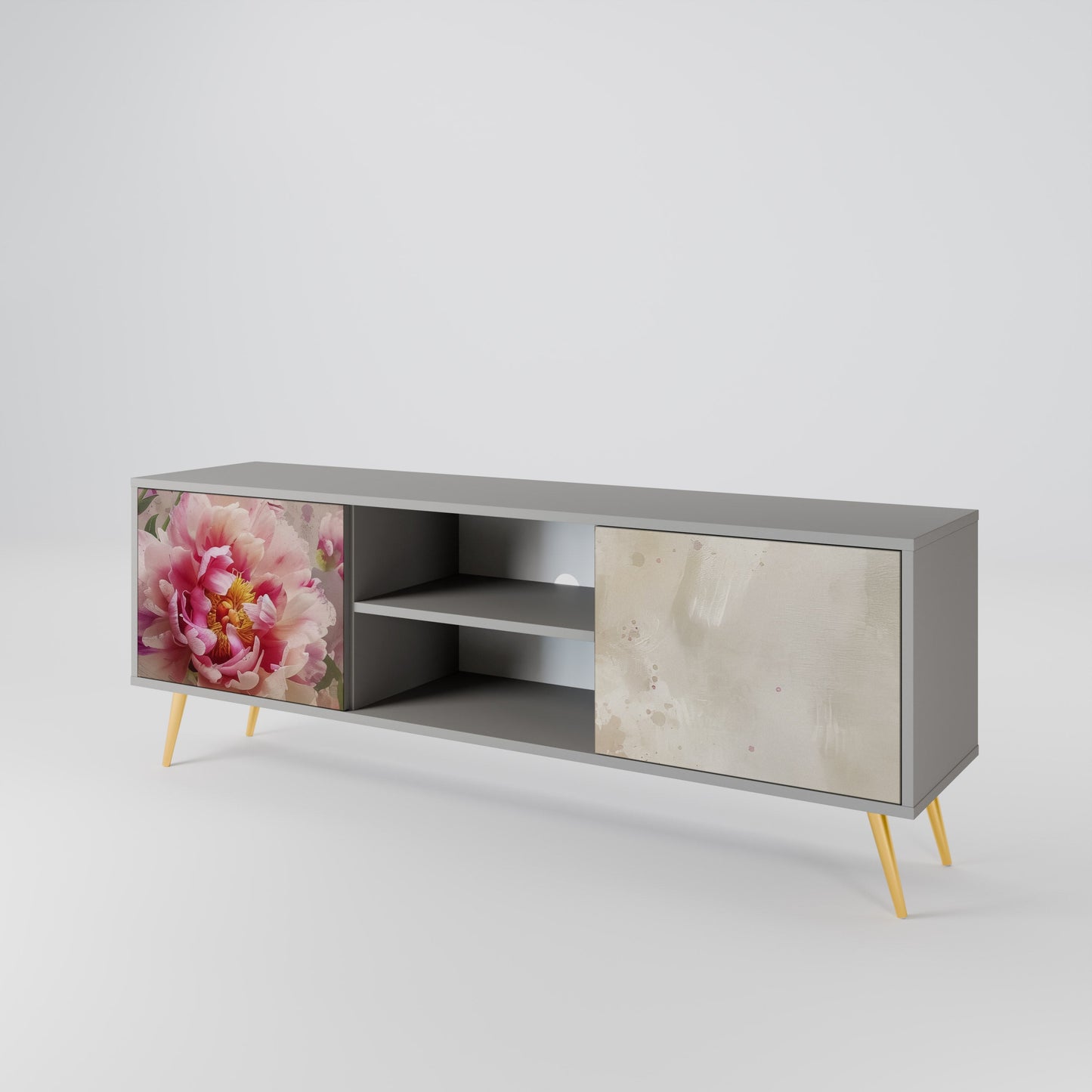 PEONY WHISPER 2-Door TV Stand in Grey Finish