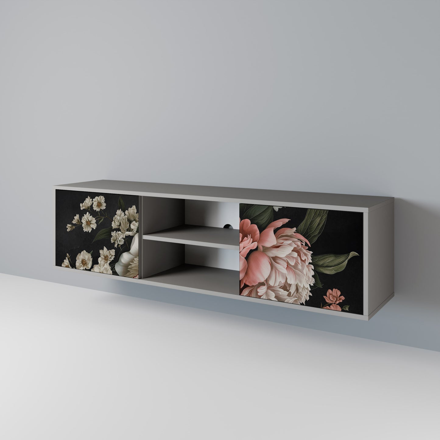 LUSH ELEGANCE 2-dörrars TV-bänk i grå finish