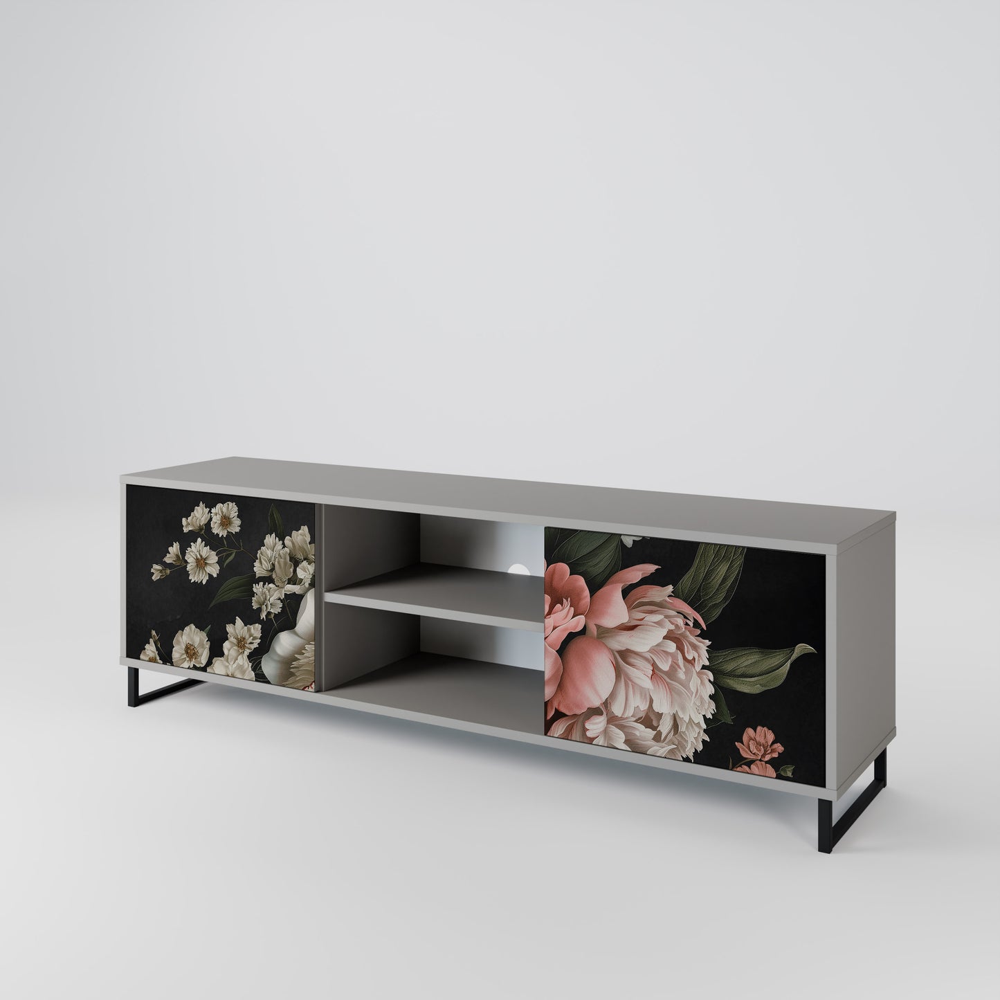 LUSH ELEGANCE 2-dörrars TV-bänk i grå finish