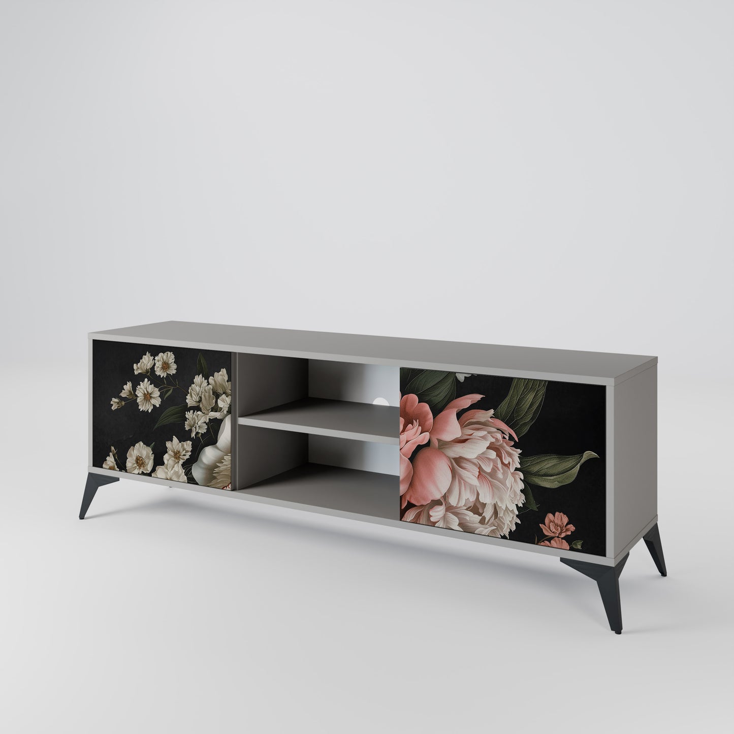 LUSH ELEGANCE 2-dörrars TV-bänk i grå finish