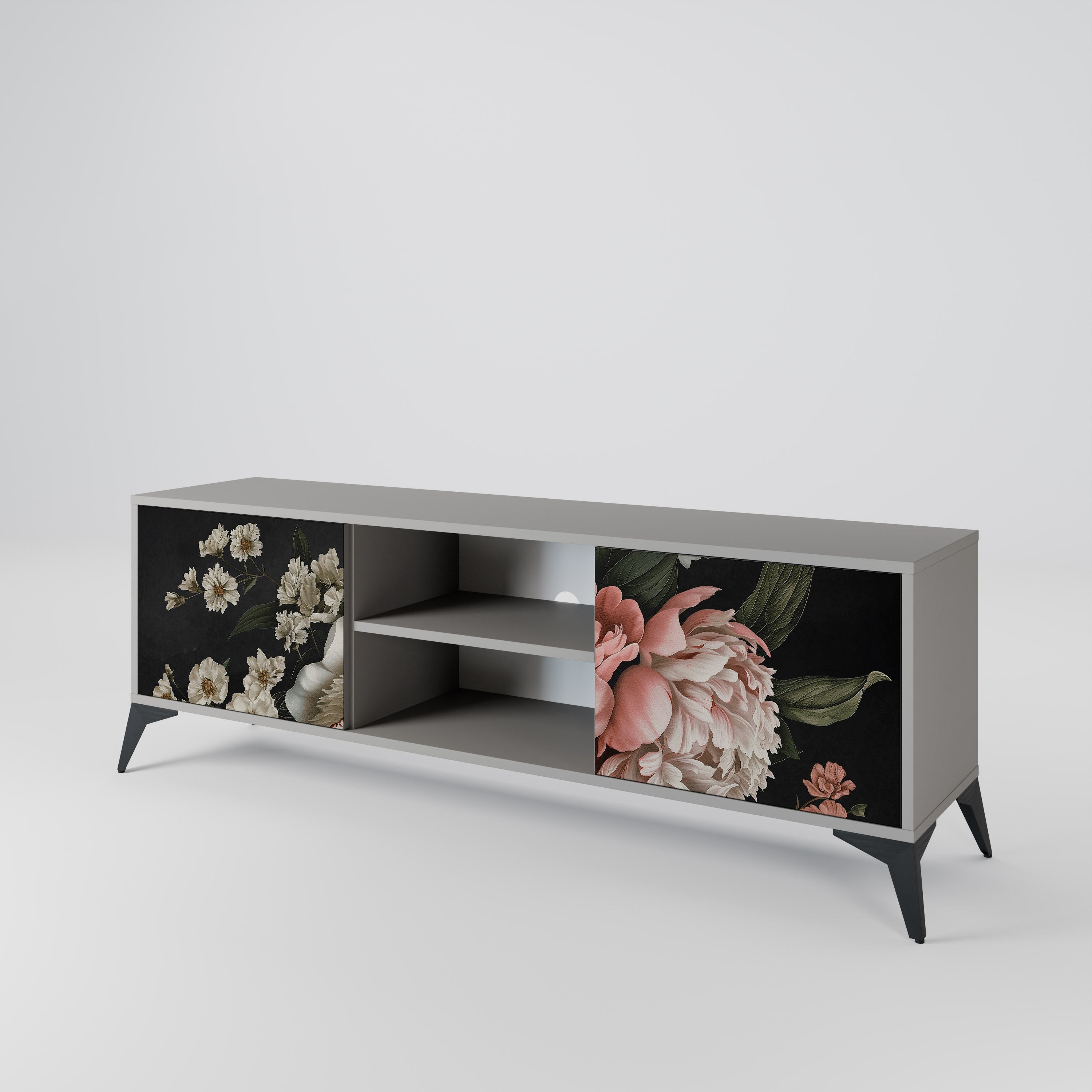 LUSH ELEGANCE 2-dörrars TV-bänk i grå finish